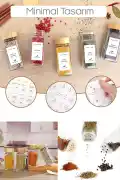 12’li Stantlı Bambu Kapaklı Etiketli Cam Kare Formlu Baharatlık Takımı Serpme Başlıklı Baharatlık Set - Görsel 5