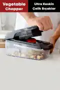 Vegetable Chopper Pro Küp Rende Hazneli Sebze Doğrayıcı Dicer Dilimleyici Spiral Kesici Mutfak Seti - Görsel 3