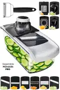 Vegetable Mandolin Pro Sebze Soğan Limon Yumurta Dilimleyici Jülyen Spiral Kesici Cips Kesim Rende - Görsel 1