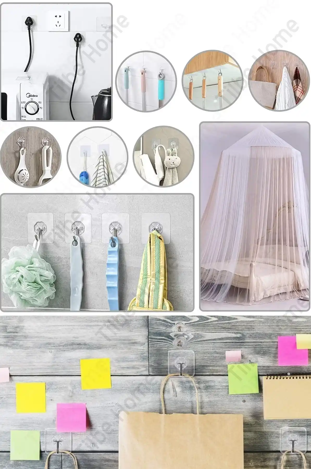 24’lü Güçlü Yapışkanlı Kancalı Duvar Askısı 180° İz Bırakmaz Banyo Mutfak Kapı Arkası Organizer