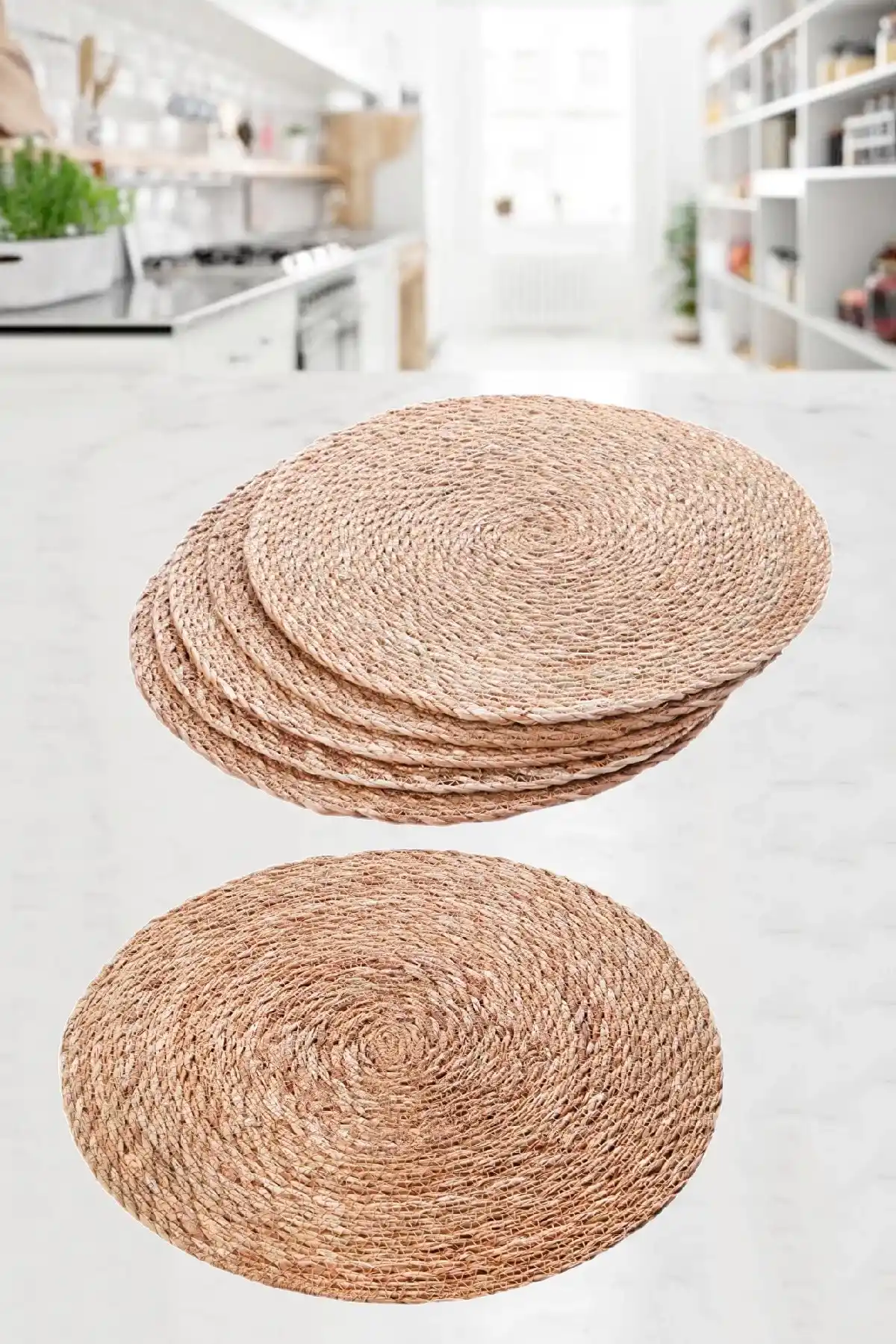 3lü Bambu Rattan El Yapımı Amerikan Servis Hasır Supla Masa Sofra Düzenleyici Tabak Altlığı