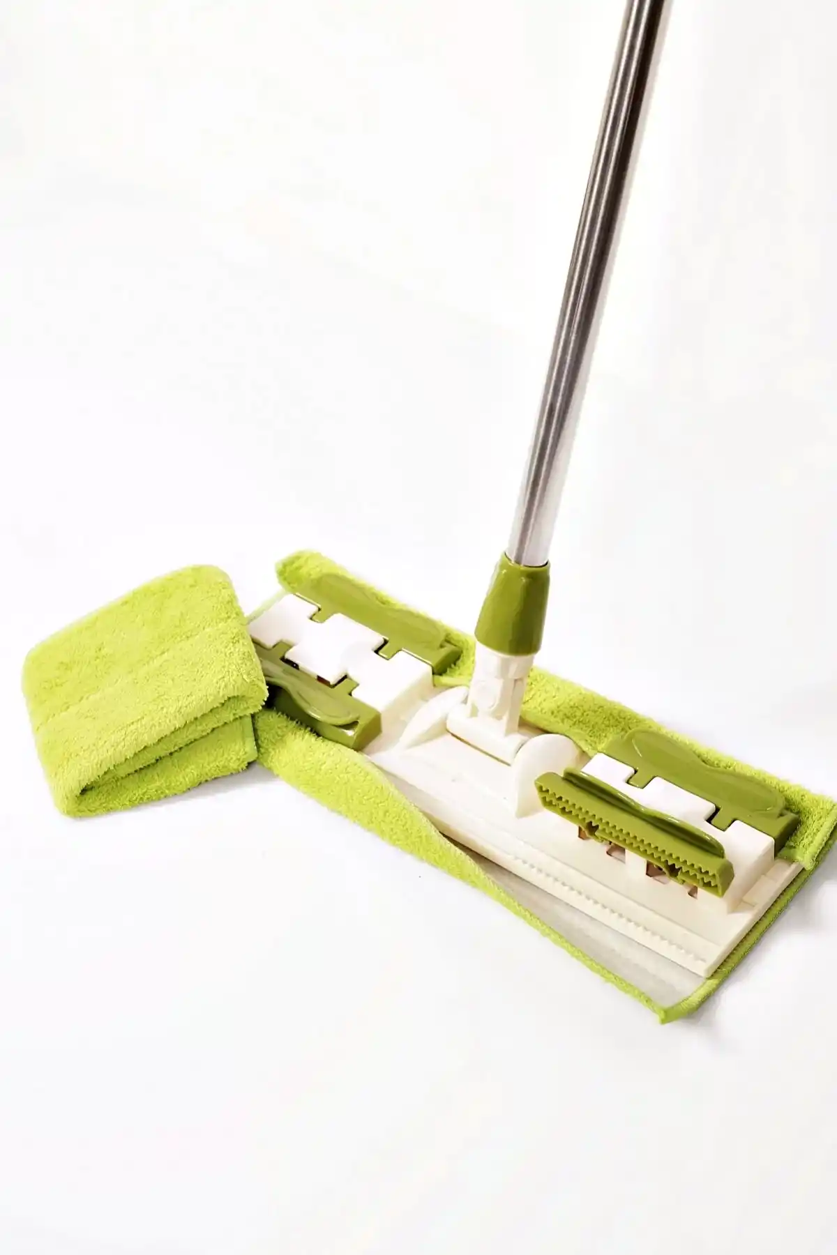 Sihirli Teleskobik Mop Yer Fayans Duvar Yüzey Temizlik Mikrofiber Paspas Yedek Bezli Mandallı Mop