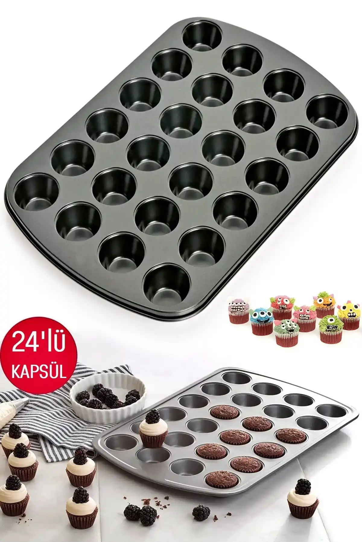 Muffin Kalıbı 24lü Cupcake Kapsülü Fırın Mini Kek Browni Kekstra Kurabiye Kalıbı Muffin Baking Pan