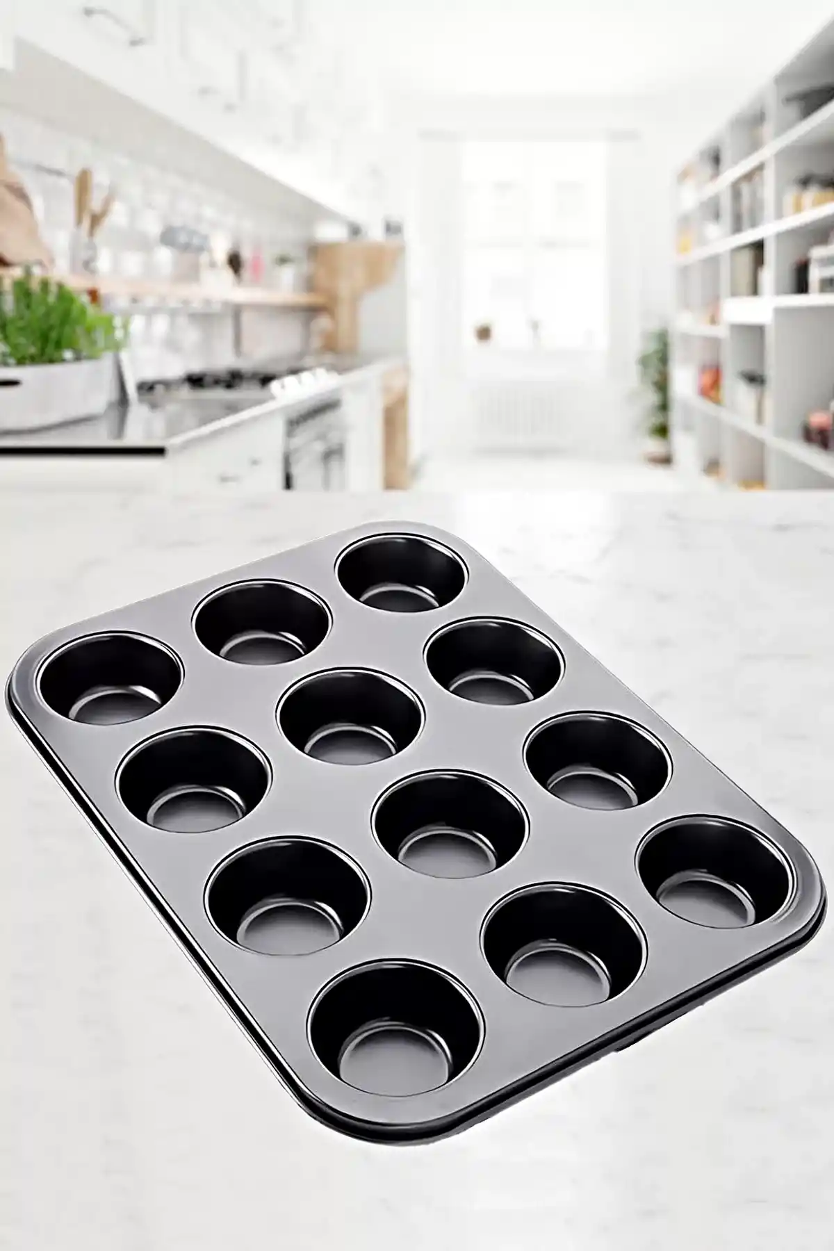 Muffin Kalıbı 12li Kek Pasta Kurabiye Cupcake Muffin Kalıbı Kek Çörek Fırın Kapsül Tepsisi Siyah