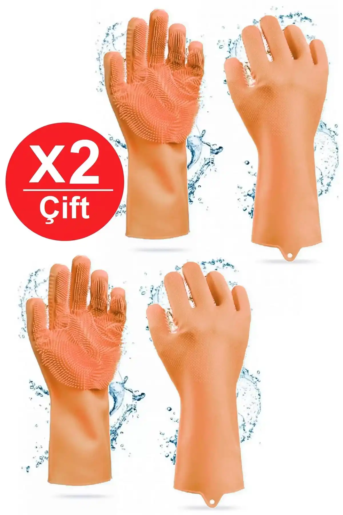 Silikon Eldiven Bulaşık Yıkama Eldiveni Dayanıklı Kaymaz Tırtıklı Eldiven Fırın Mutfak Eldiveni