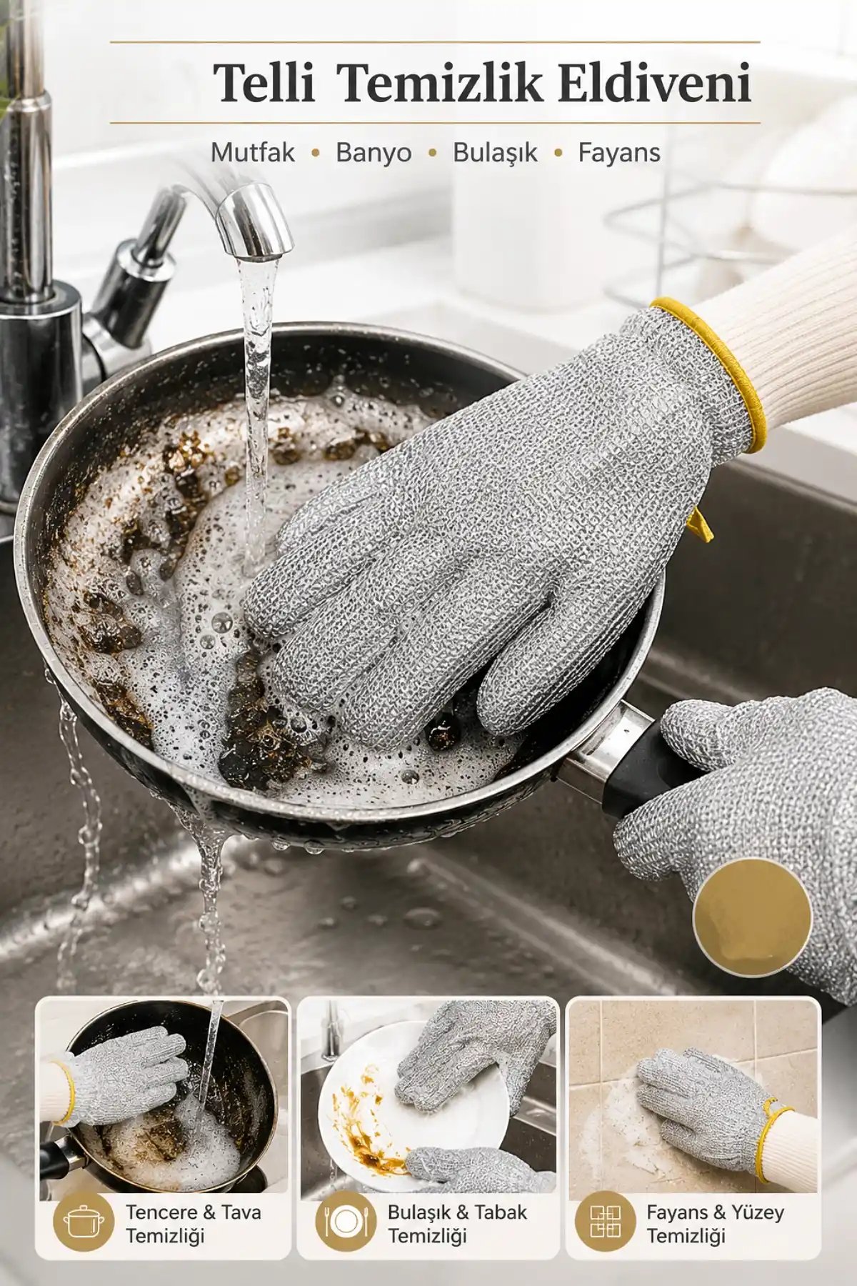 10lu Su Geçirmez Sihirli Temizlik Tel Bulaşık Eldiveni Mutfak Banyo Bulaşık Tencere Tava Kir Sökücü