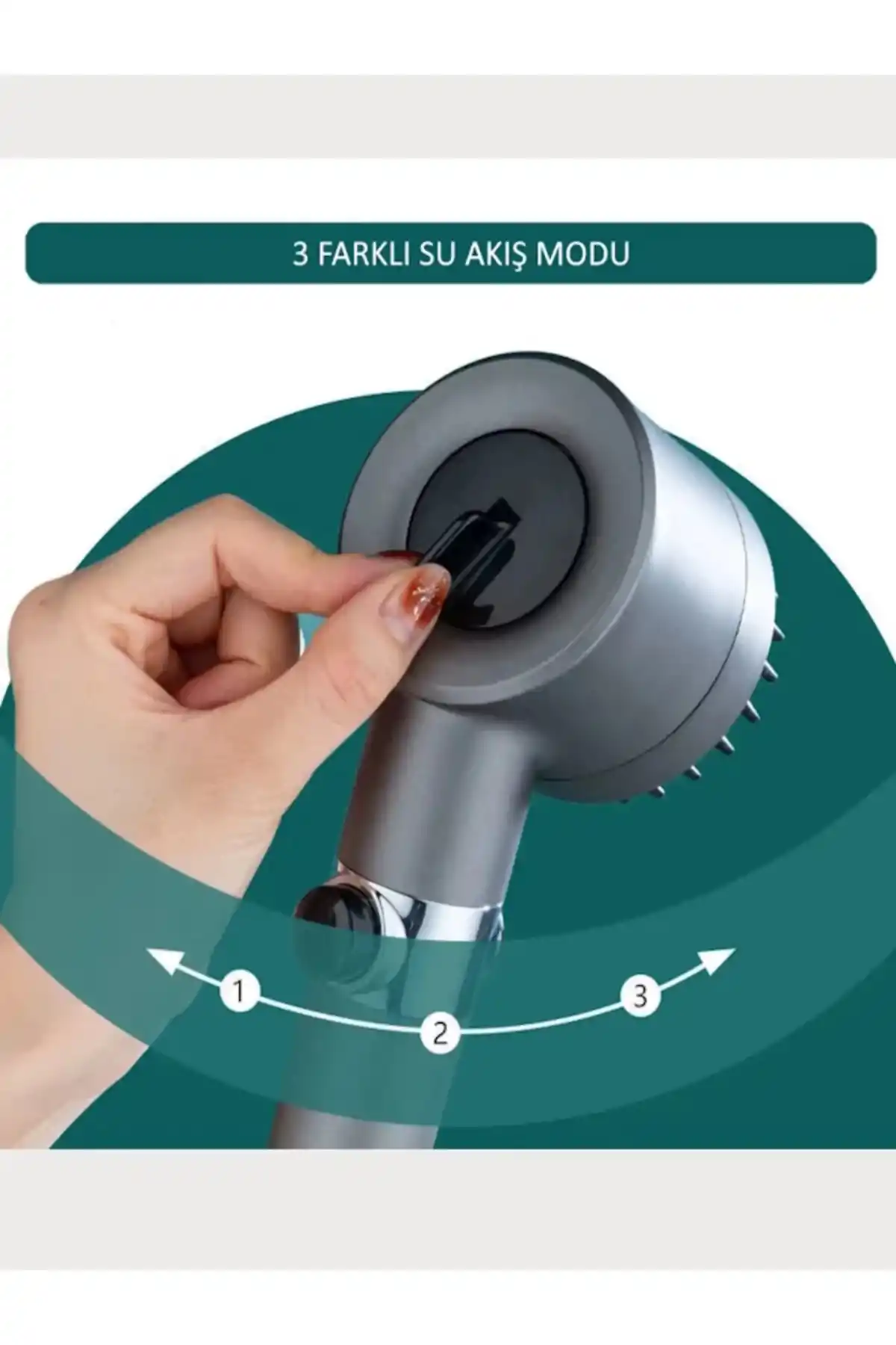 3 Fonksiyonlu Banyo Duş Başlığı Turbo Yüksek Basınçlı Masaj Duş Başlığı