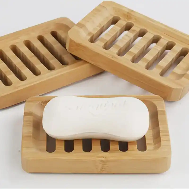 3 Adet Doğal Bambu Katı Sabunluk Mutfak Banyo Organizeri Dekoratif Hamam Sauna Sabunluk