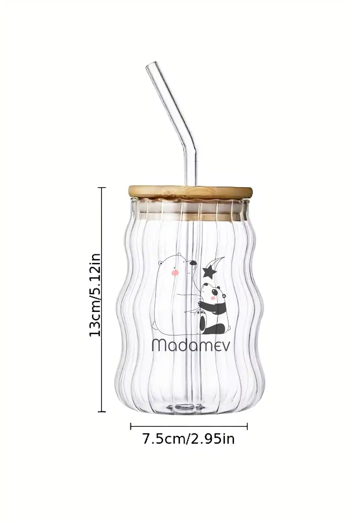 2li Sukabağı Latte Bardak Bambu Kapaklı İskandinav Cam Bardak Kahve Kokteyl Sunum Bardağı 400ml