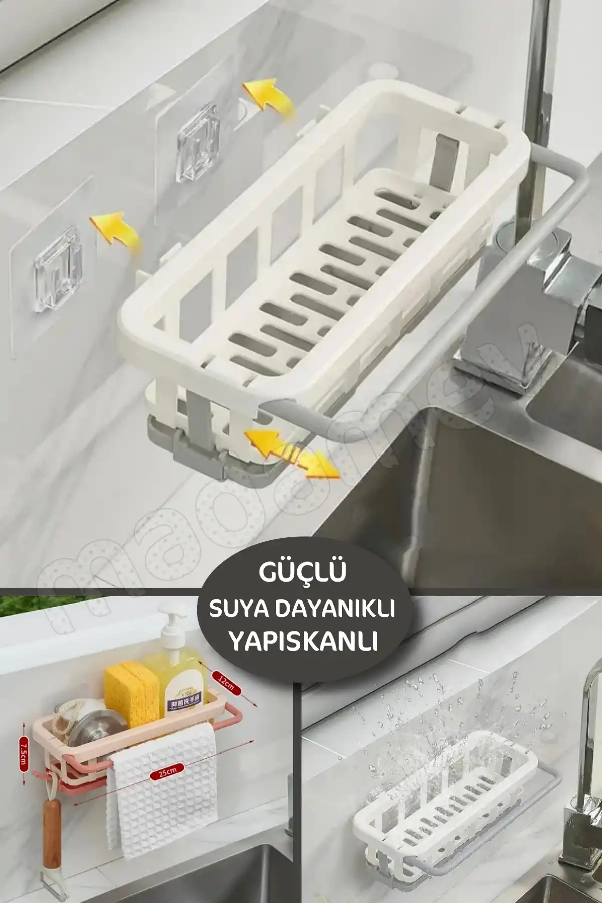 Yapışkanlı Dolap İçi Düzenleyici Mutfak Banyo Lavabo Askılı Organizer Bulaşıklık Sabunluk Seti