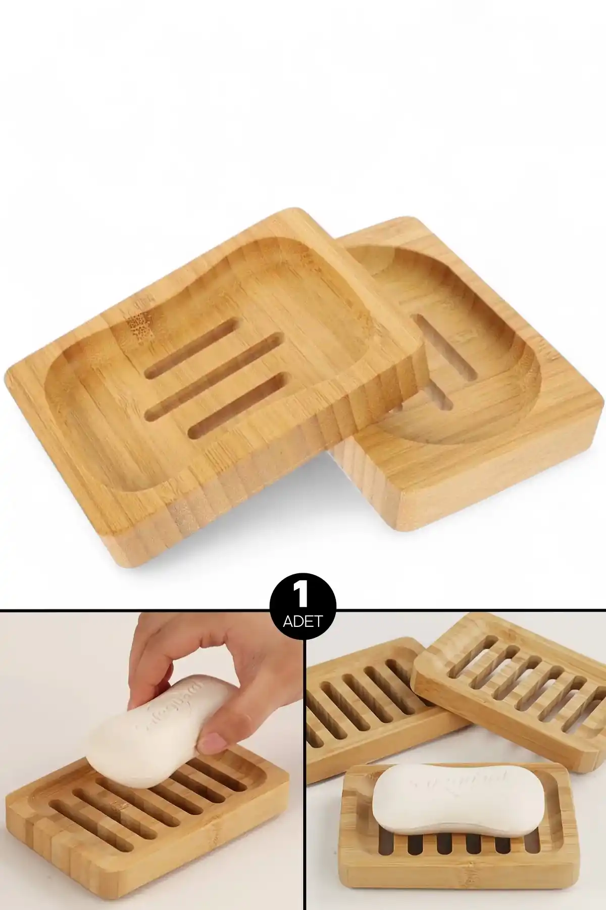 Doğal Bambu Katı Sabunluk Mutfak Banyo Organizeri Dekoratif Hamam Sauna Sabunluk