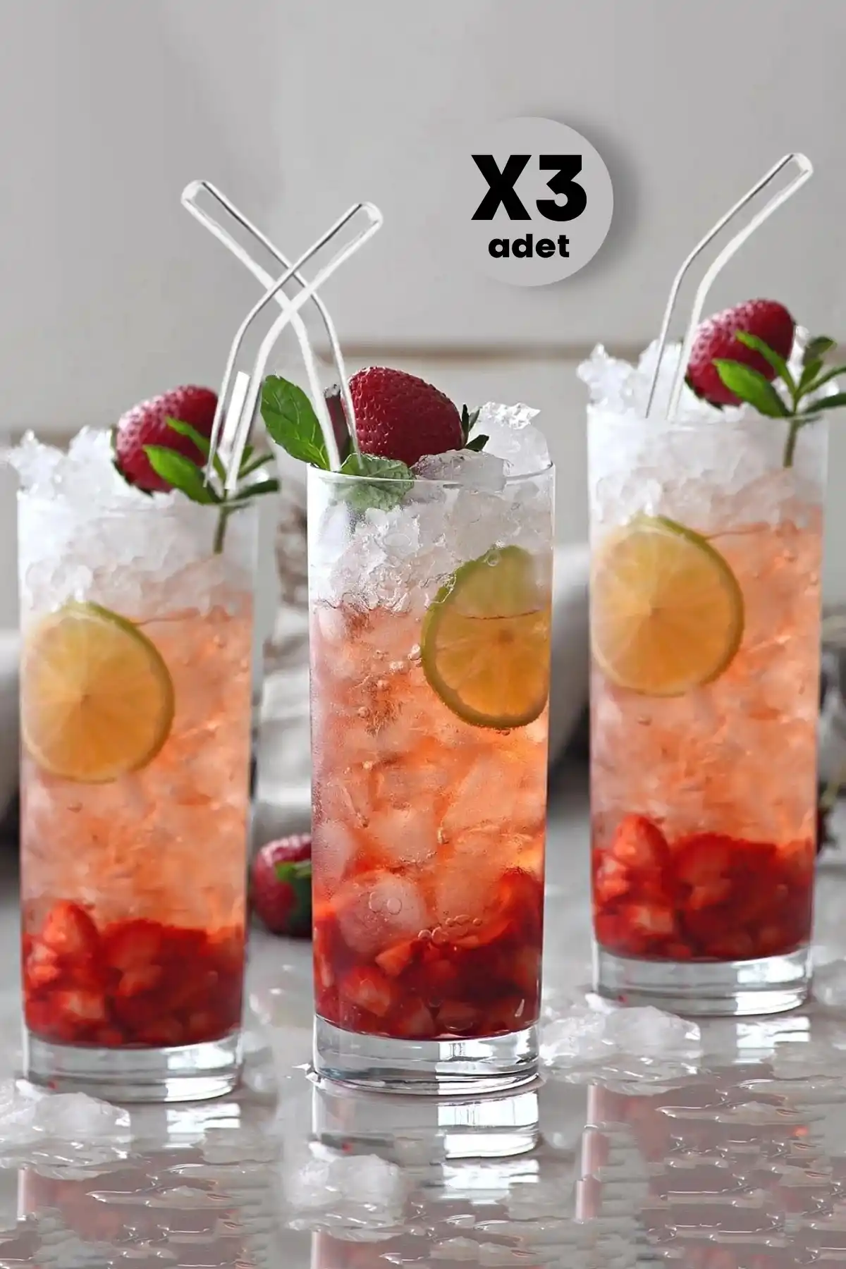 3lü Classic Long Limanata Kokteyl Bardağı Meşrubat Su Bardağı 190ml