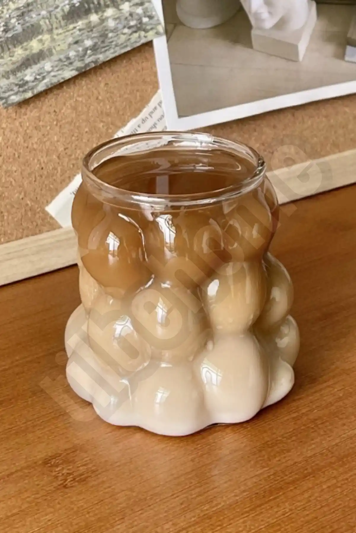 Boncuklu Bardak Meşrubat Su Kahve Sunum Bardağı Isıya Dayanıklı Borosilikat Cam Retro Bardak