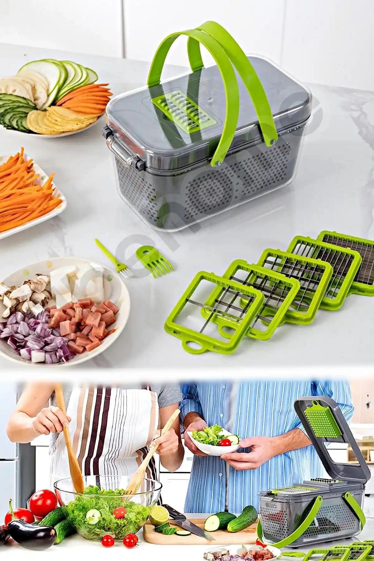 22 Parça Rende Seti Hazneli Sebze Patates Soyacak Dilimleyici Küp Doğrayıcı Kesici Cutter Slicer