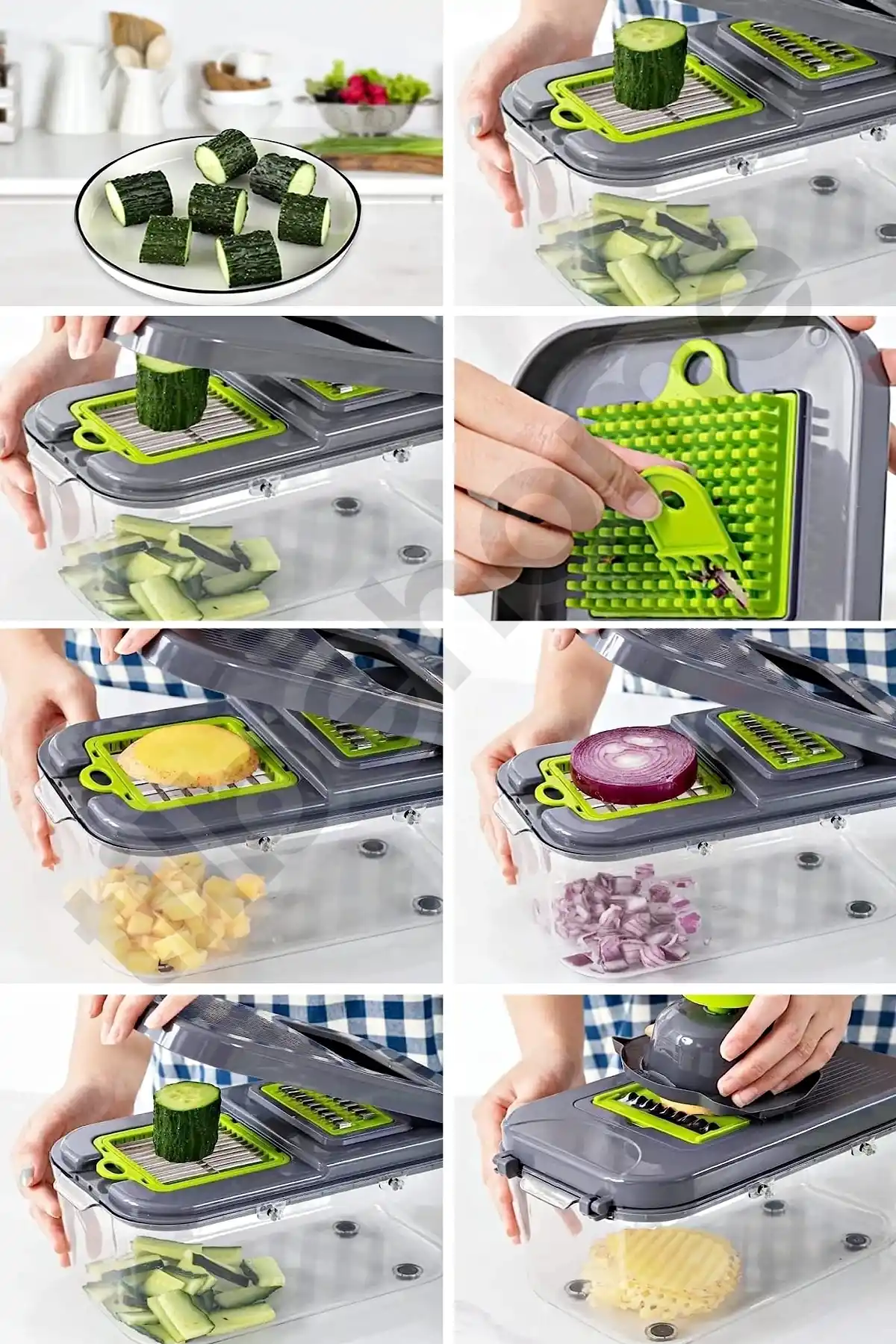 22 Parça Rende Seti Hazneli Sebze Patates Soyacak Dilimleyici Küp Doğrayıcı Kesici Cutter Slicer