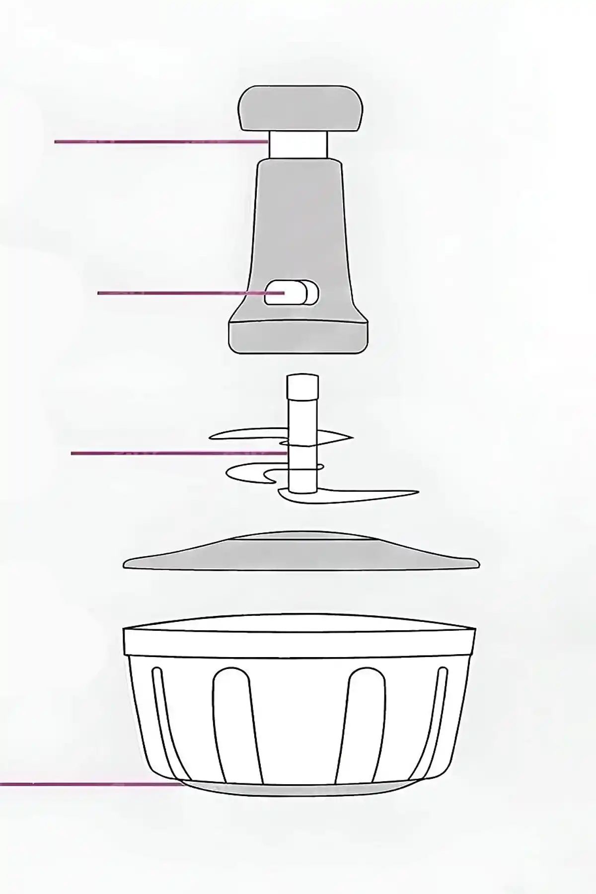 Basmalı El Rondosu 3 Çelik Bıçaklı 1 lt Hazneli Sebze Meyve Soğan Doğrayıcı Mutfak El Robotu Kesici