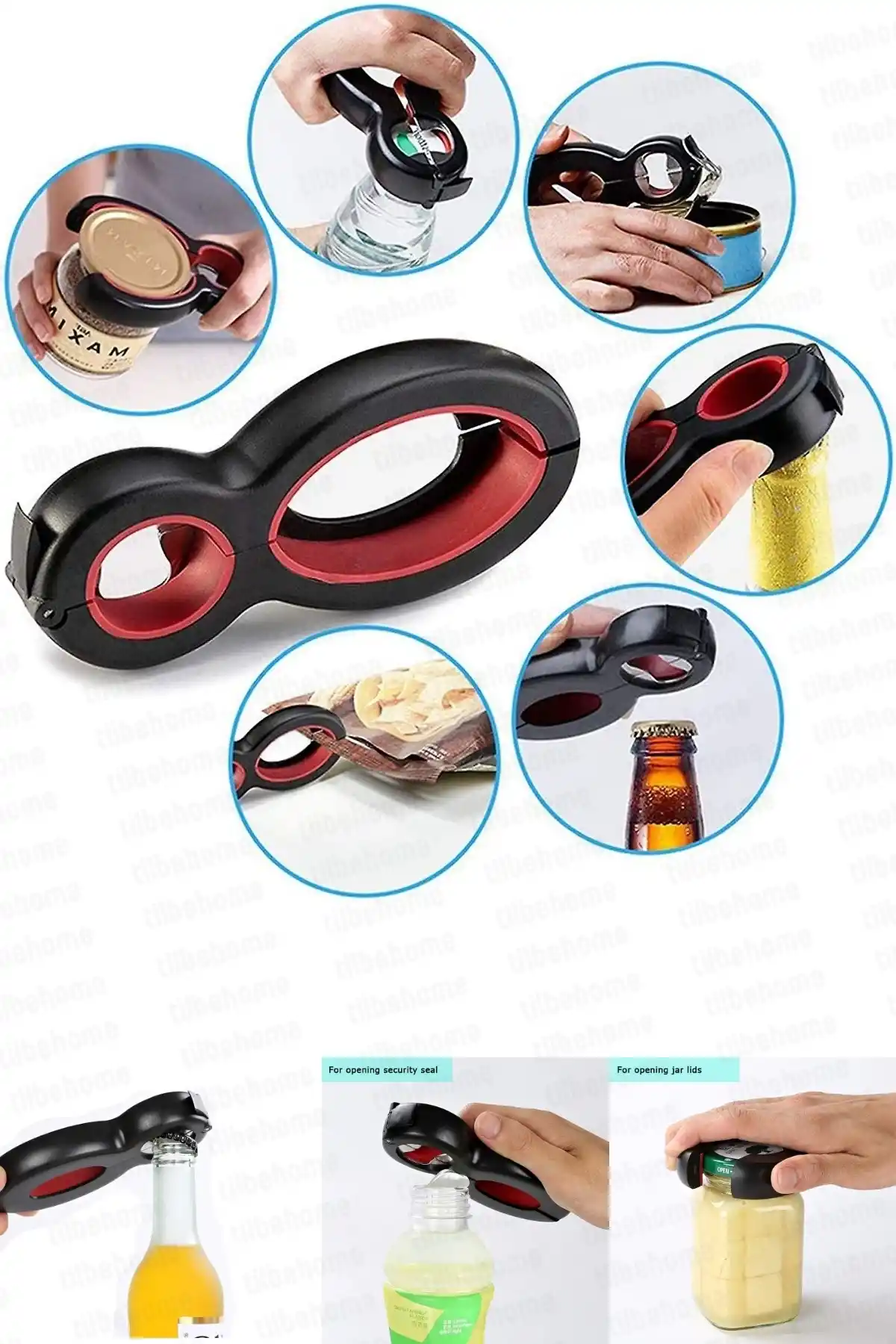 Kavanoz Konserve Açacağı 6+1 Fonksiyonlu Kola Şişe Kapağı Açma Pensesi Kapak Sıkma Mutfak Aleti