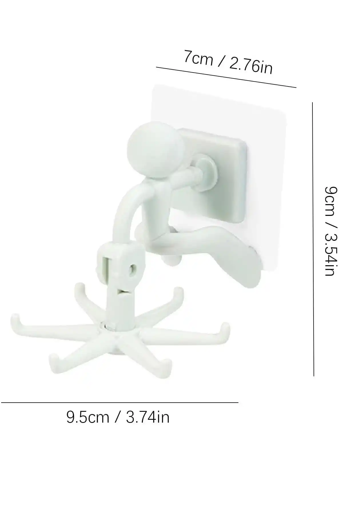 6 Kancalı Mutfak Banyo Rambo Figürlü Döner Başlı Askılık Kepçe Askılığı Yapışkanlı Organizer Askı