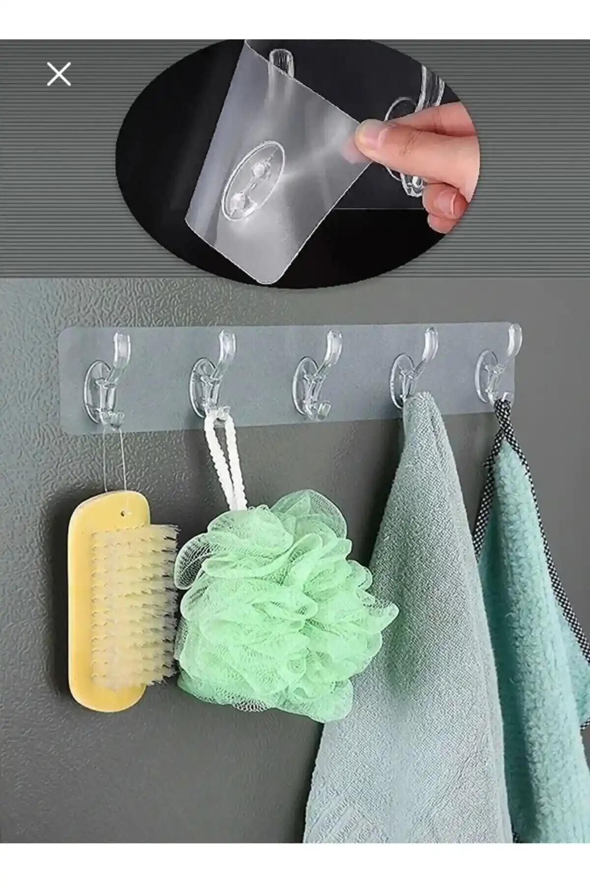 5’li Şeffaf Yapışkanlı Duvar Askılığı Banyo Mutfak Kapı Arkası Havlu Bornoz Askısı Şeffaf Organizer