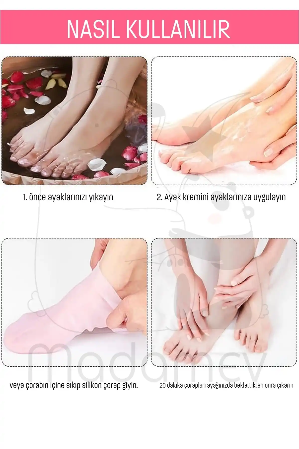 2 Çift Silikon Ayak Bakım Çorabı Nemlendirici Jel Çorap Yumuşak Kadın Ayak Çatlak Önleyici Çorap