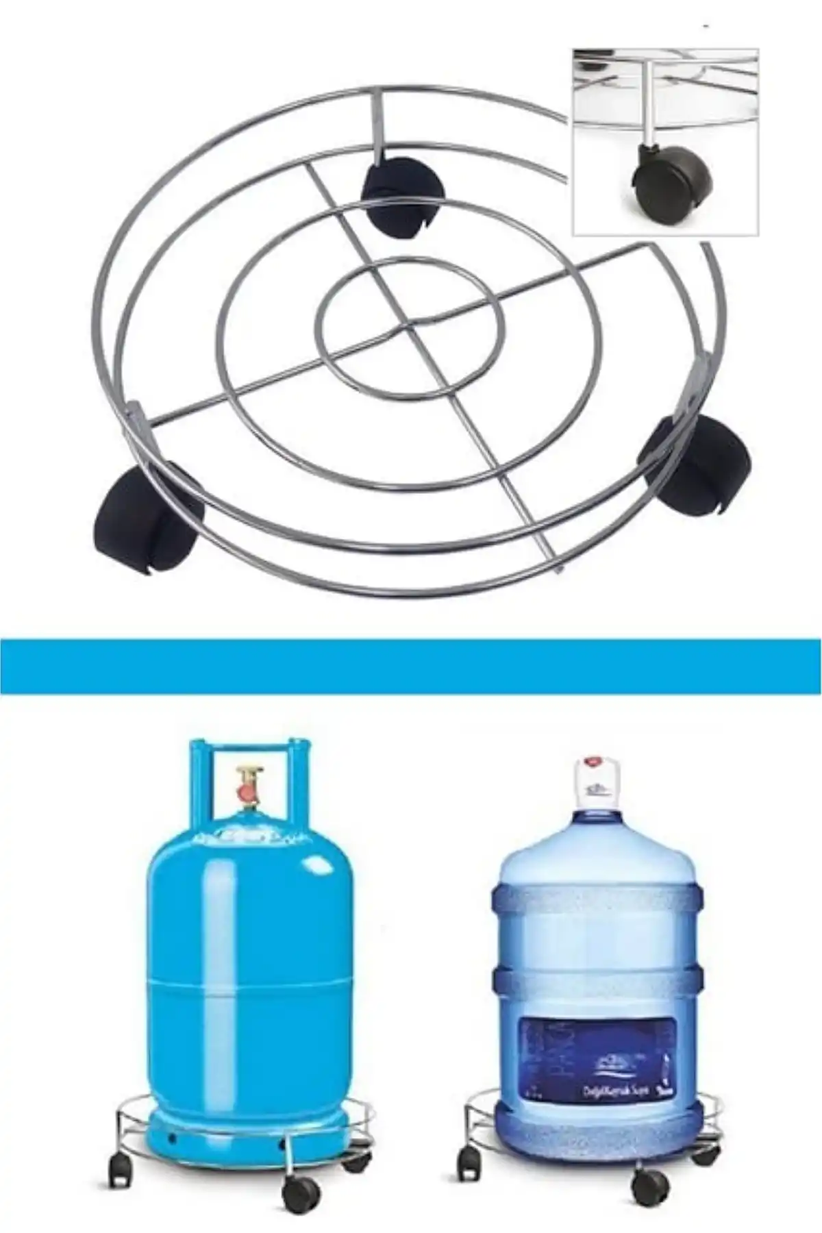 Metal Tekerlekli Tüp Saksı Ve Damacana Altlığı Taşıyıcı