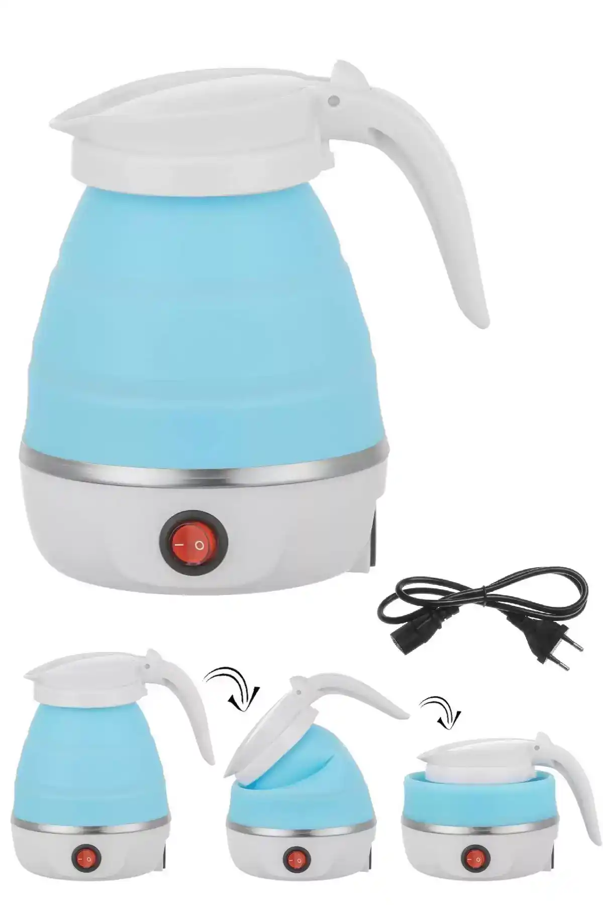 Silikon Katlanır Elektrikli Çay Kahve Su Kettle Taşınabilir Seyahat Piknik Çaydanlık 600ml