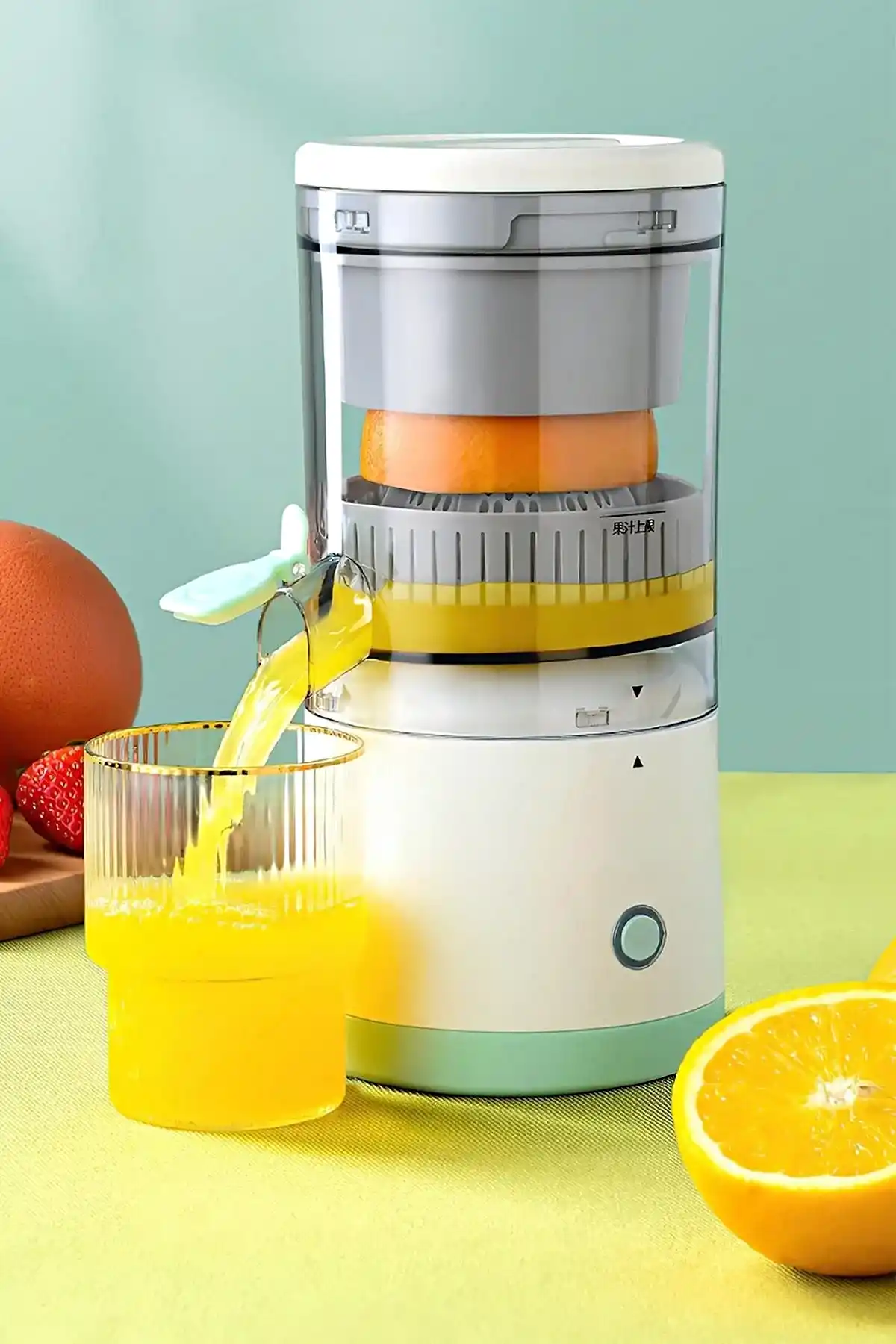 Pratik Şarjlı Narenciye Sıkacağı Taşınabilir USB Hazneli Portakal Limon Katı Meyve Sıkma Makinesi