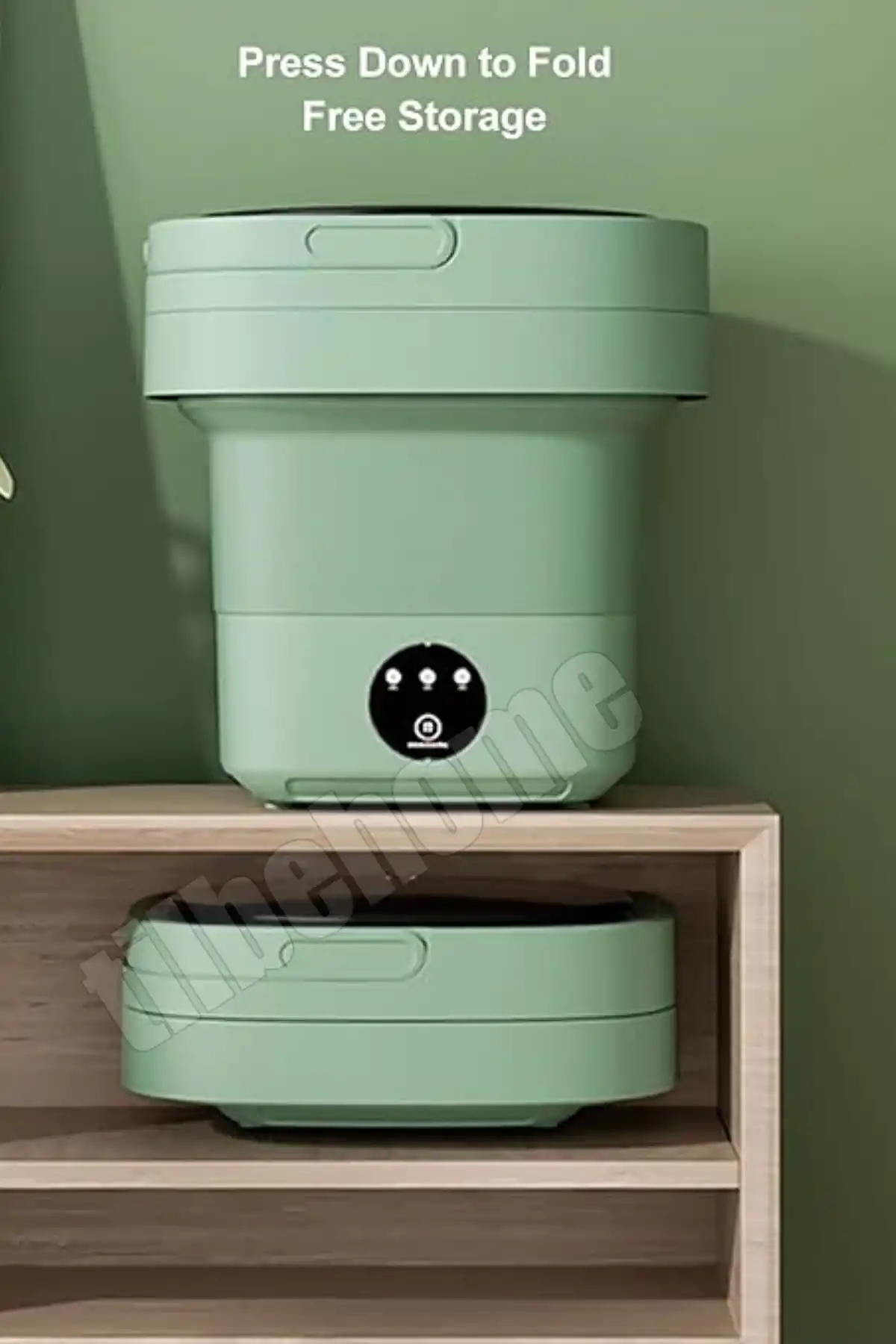 Katlanır Mini Çamaşır Makinesi Yeşil Taşınabilir Retro Silikon Çorap İç Çamaşırı Yıkayıcı 10 lt