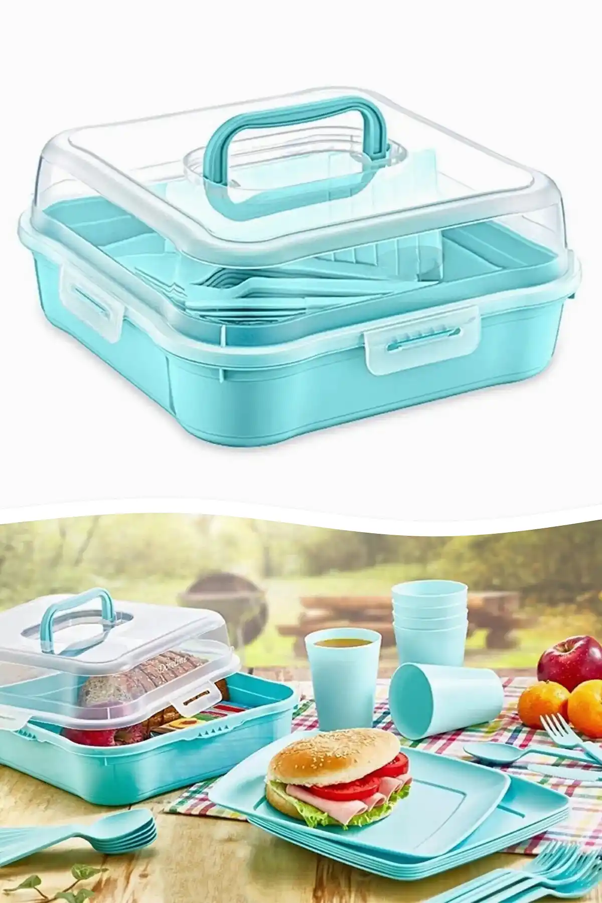 6 Kişilik Piknik Seti - Çantalı Piknik Seti 25 Parça Piknik Organizer Kamp Magic Piknik Seti