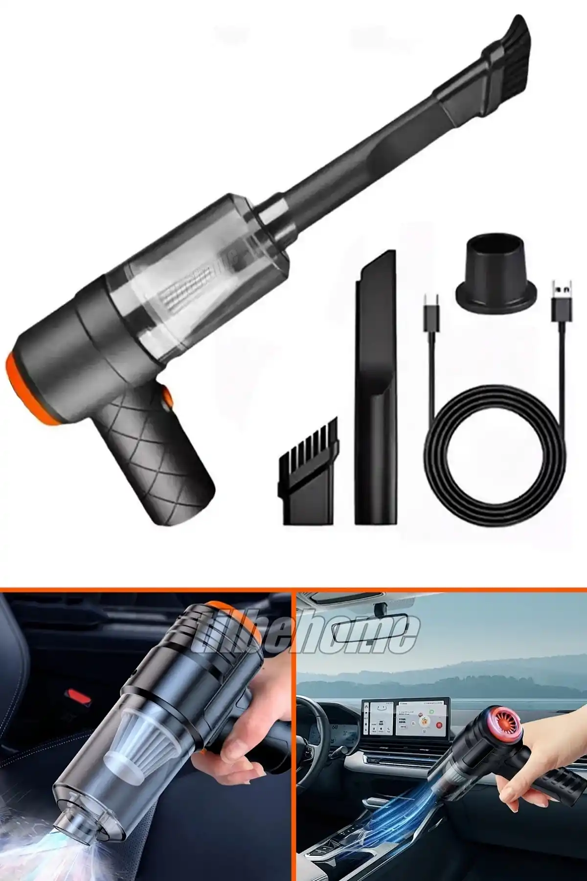 Portatif Şarjlı Araç içi Süpürgesi Vakumlu Kablosuz Pratik Toz Kül Temizliği Filtreli Mini Süpürge