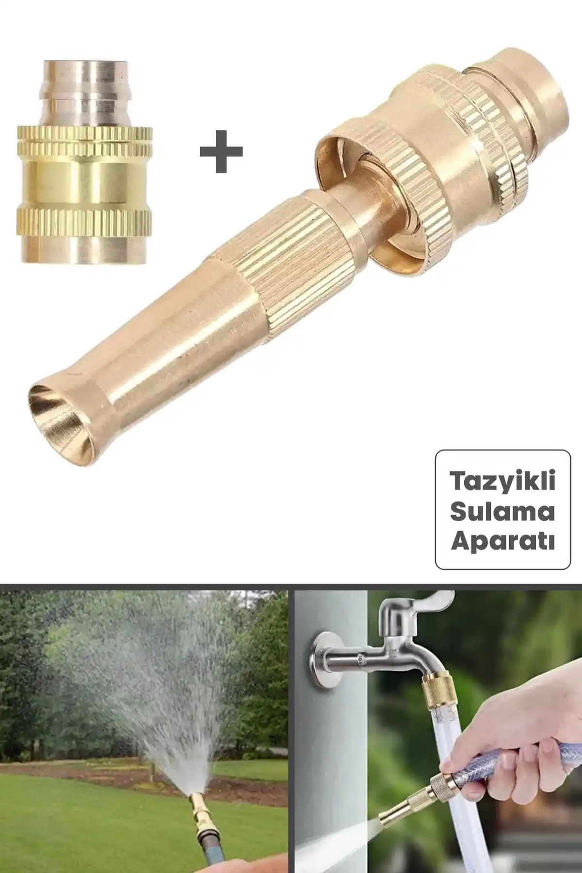 Pirinç Musluk Ucu ve Hortum Tazyik Bağlantı Aparatı | Tazyikli Sulama ve Araç Yıkama Başlığı