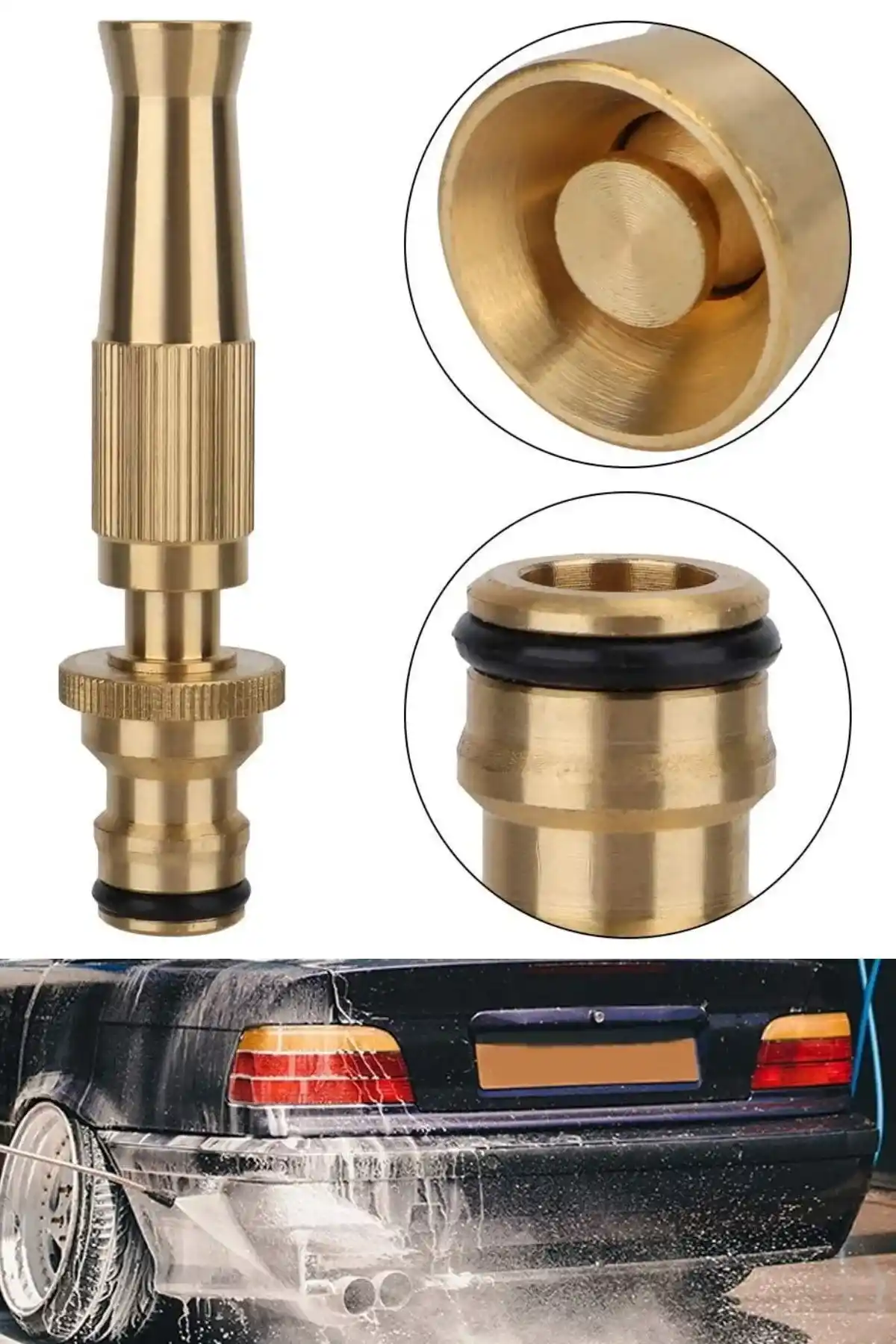 2 Adet Pirinç Musluk Ucu ve Hortum Tazyik Bağlantı Aparatı | Tazyikli Sulama ve Araç Yıkama Başlığı