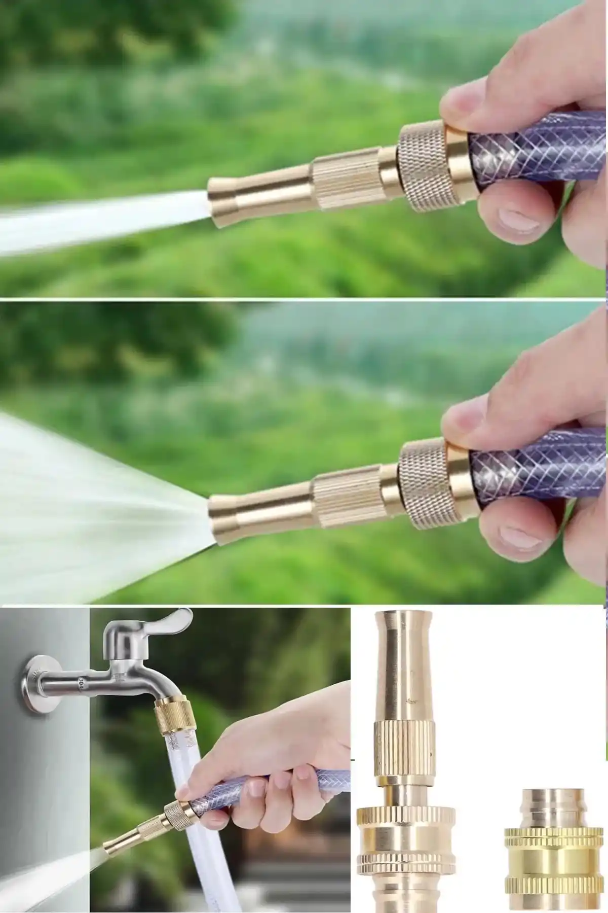 2 Adet Pirinç Musluk Ucu ve Hortum Tazyik Bağlantı Aparatı | Tazyikli Sulama ve Araç Yıkama Başlığı