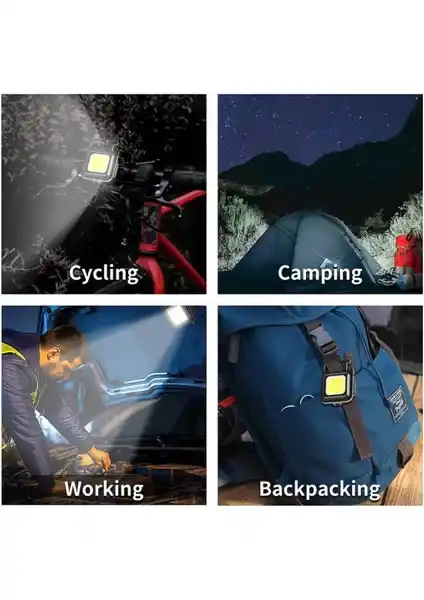 2li USB Şarjlı El Feneri Mini LED Lamba Anahtarlık Taşınabilir 4 Fonksiyonlu Kamp ve Ofis Lambası
