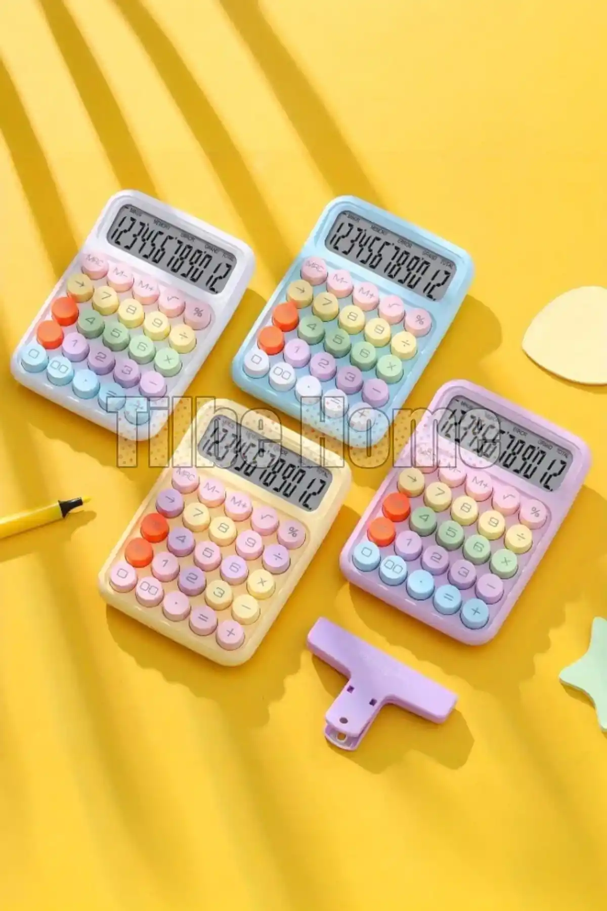 Yeni Nesil Hesap Makinesi Renkli Tasarım - Soft Beyaz Renkli Okul İş Ofis 12 Haneli LED Ekranlı Q6