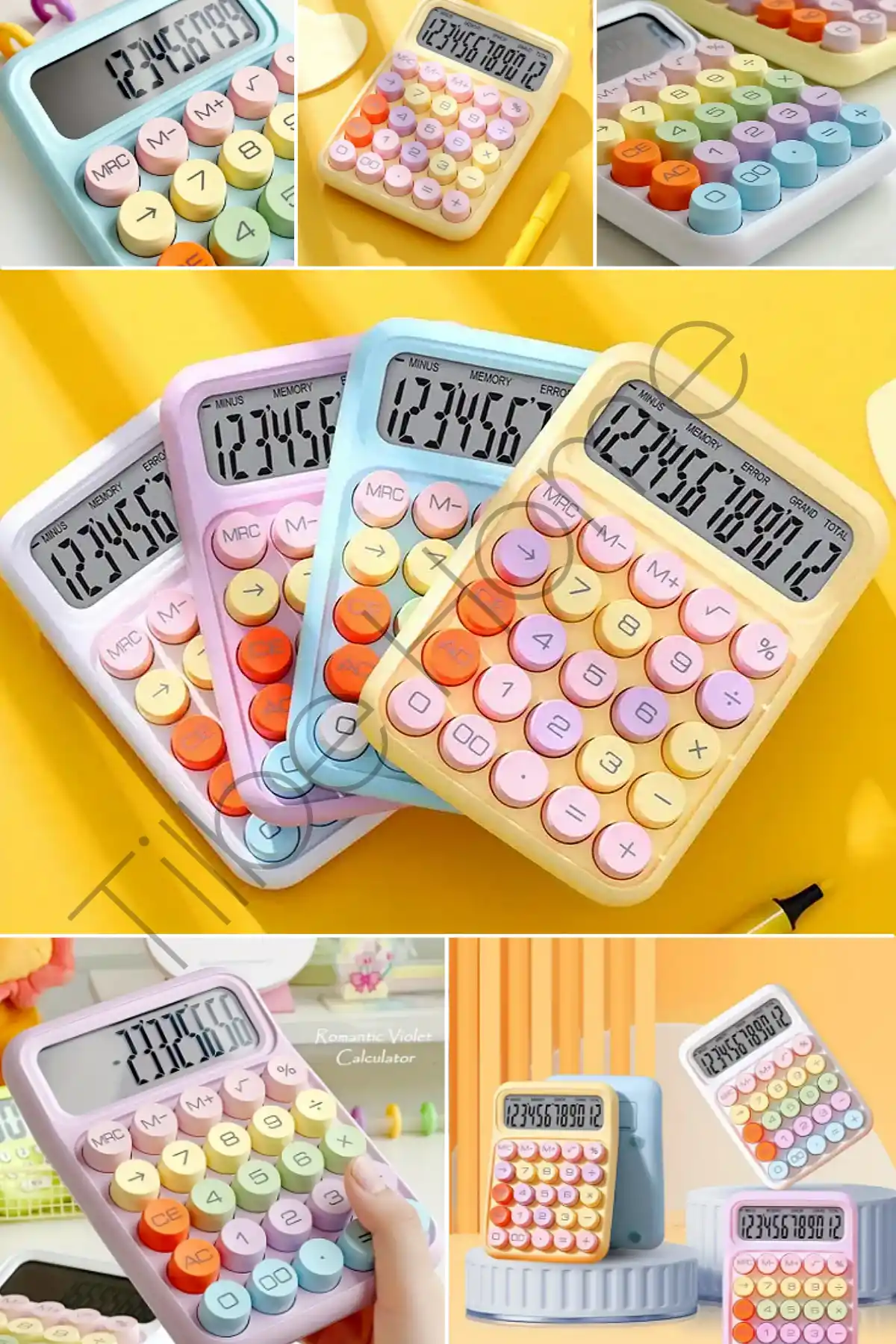 Yeni Nesil Hesap Makinesi Renkli Tasarım - Soft Beyaz Renkli Okul İş Ofis 12 Haneli LED Ekranlı Q6
