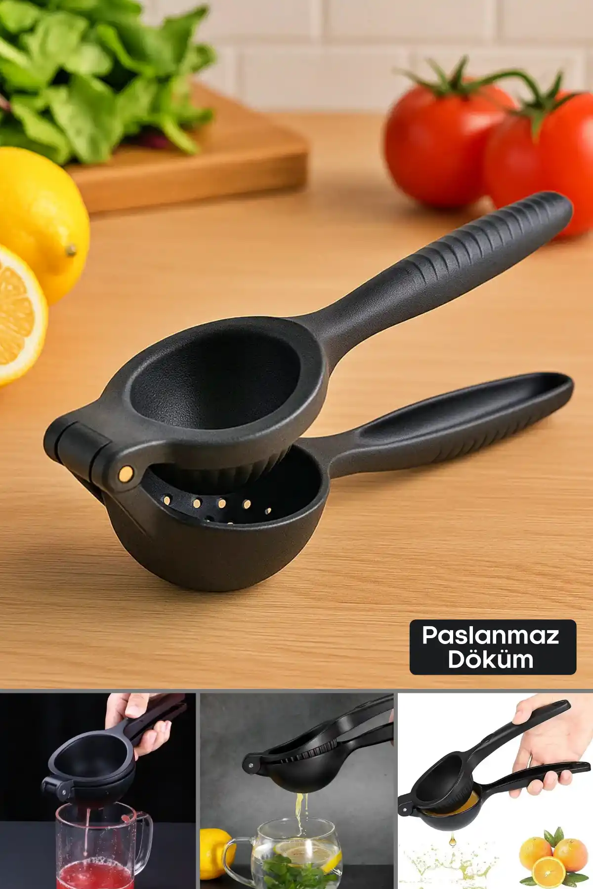 Lüks Döküm Limon Portakal Narenciye Sıkacağı Paslanmaz Siyah Dayanıklı Çok Pratik Mutfak Aleti