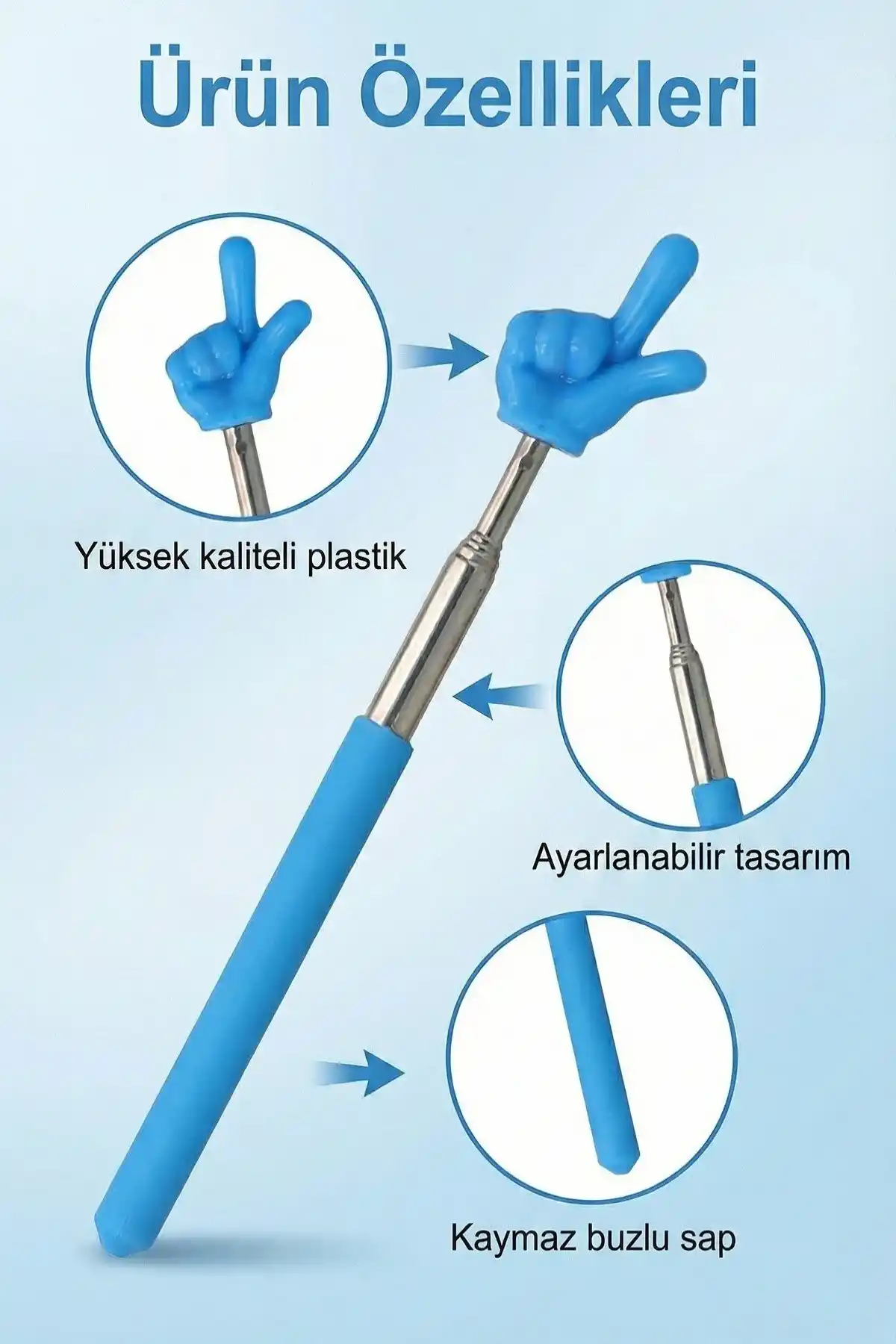 Portatif Uzayabilir Parmak Şeklinde Sevimli Öğretmen İşaret Tahta Çubuğu Teleskopik Çubuk 20cm 67cm