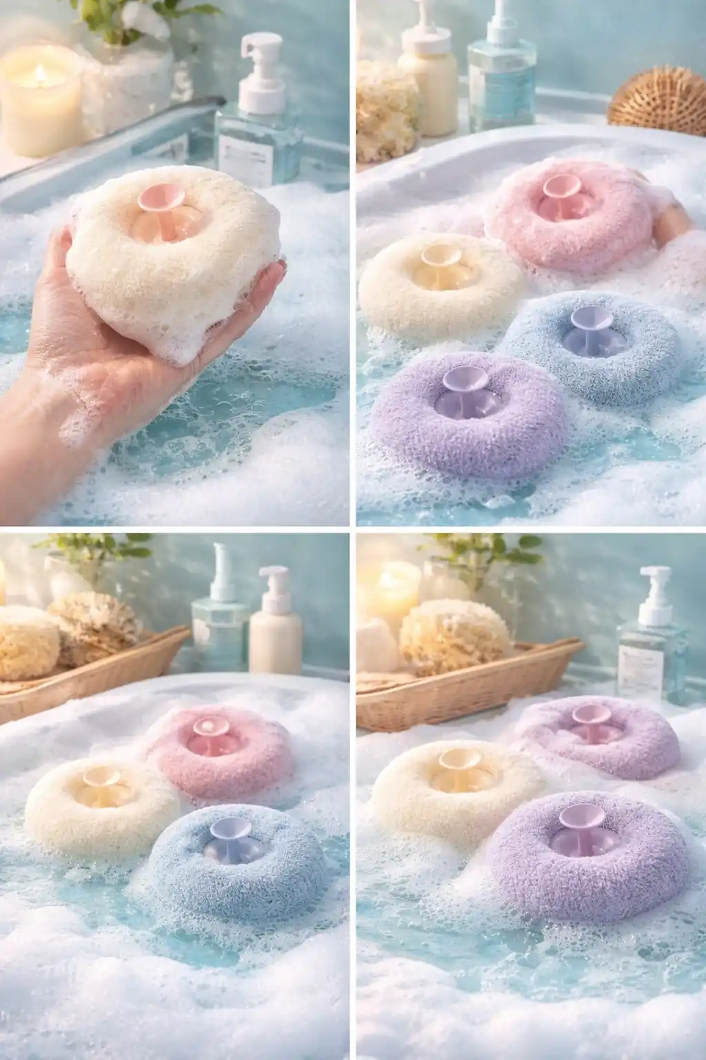 Vantuzlu Banyo Lifi Vücut Kesesi - Hızlı Köpüren Yumuşak Banyo Süngeri ve Masaj Fırçası