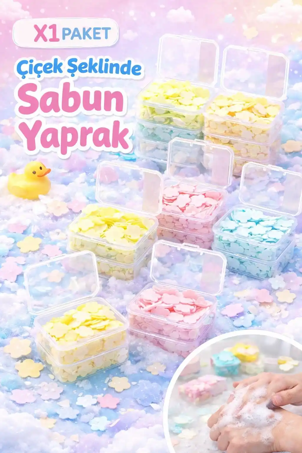 100 Yaprak Parfümlü Eriyen Mini Kağıt Sabun Öğrenci Çocuk Okul Dezenfektan Mis Kokulu El Sabunu