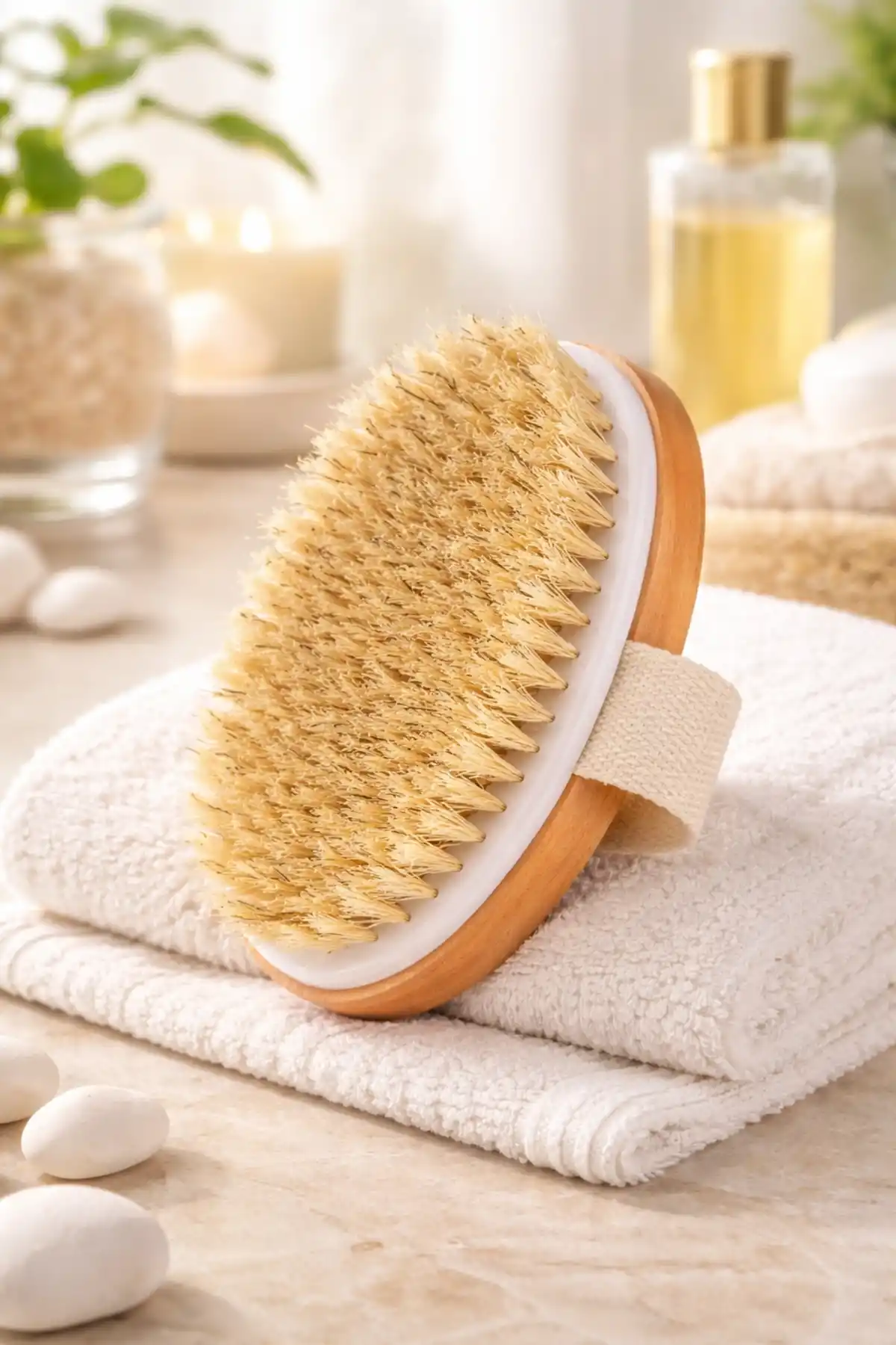 At Kılı Vücut Masaj Fırçası ve Banyo Kesesi – Ahşap Saplı Peeling & Bakım Fırçası