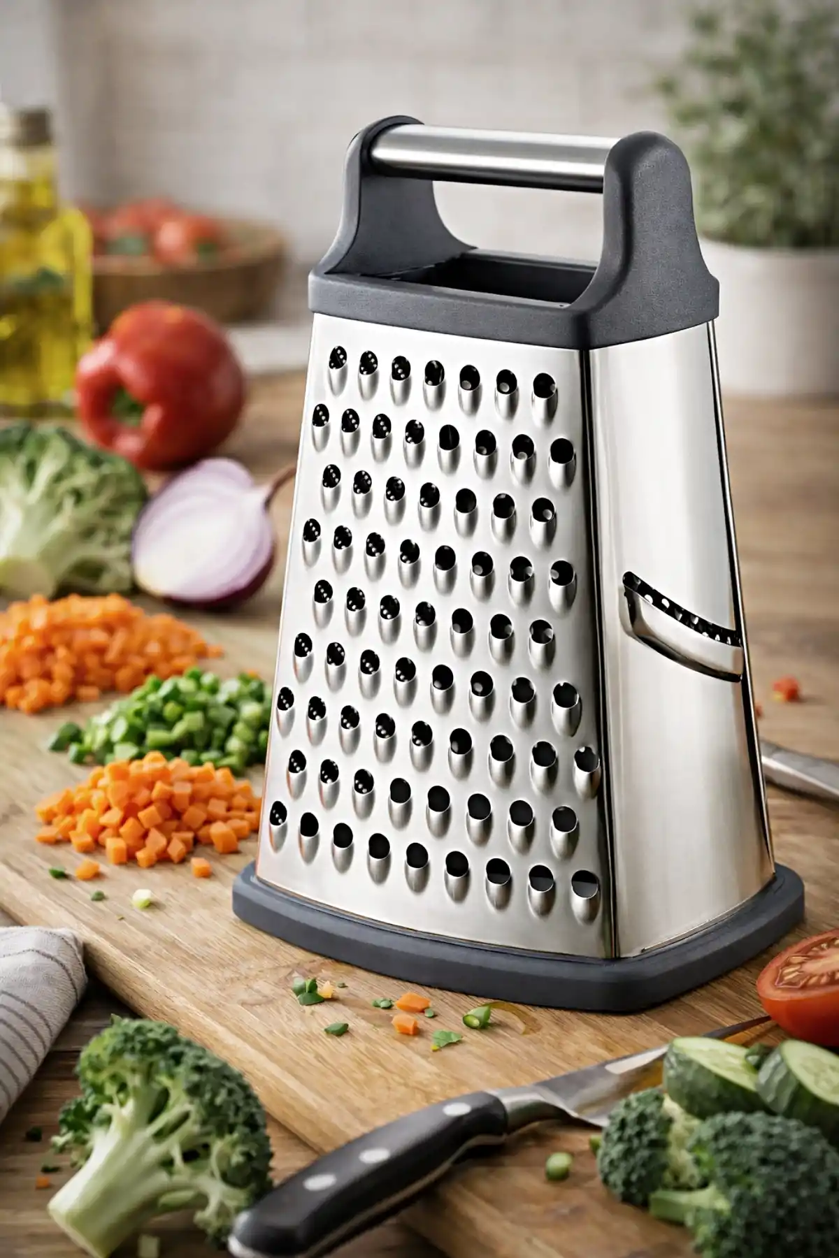 Paslanmaz Büyük Boy Çelik Rende Çok Işlevli Silikon Tabanlı Çok Fonksiyonlu Peynir Doğrayıcı Rende