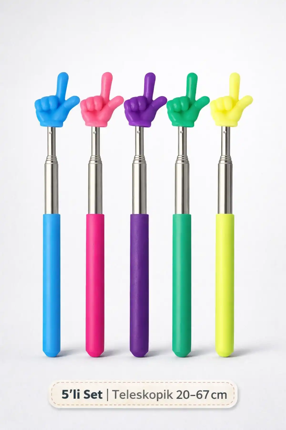 5 Adet Portatif Uzayabilir Sevimli Parmak Öğretmen İşaret Tahta Çubuğu Teleskopik Çubuk 20cm 67cm