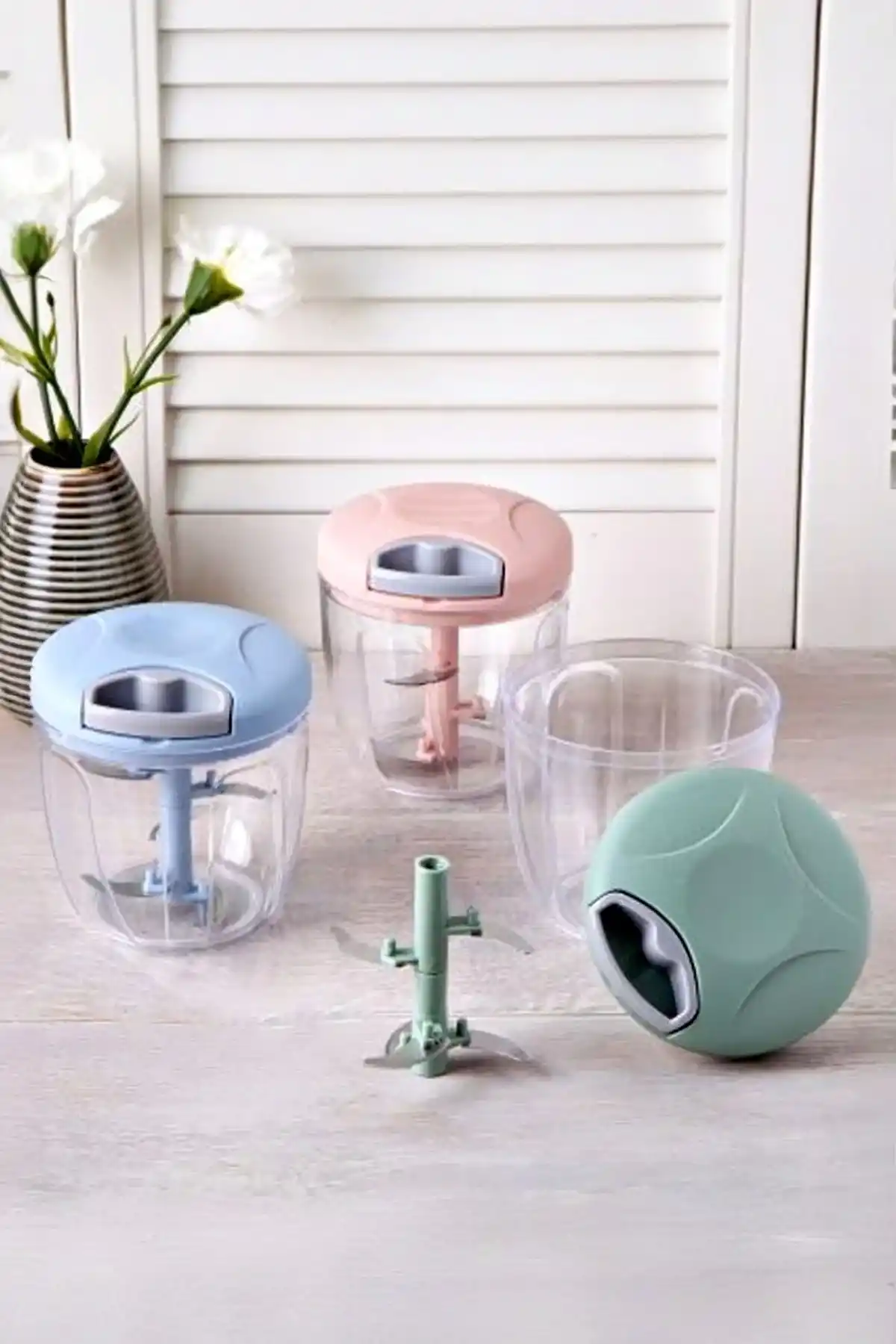 El Rondosu Çelik 5 Bıçaklı Büyük Boy Sebze Meyve Soğan Doğrayıcı Rondo 1000 ml.