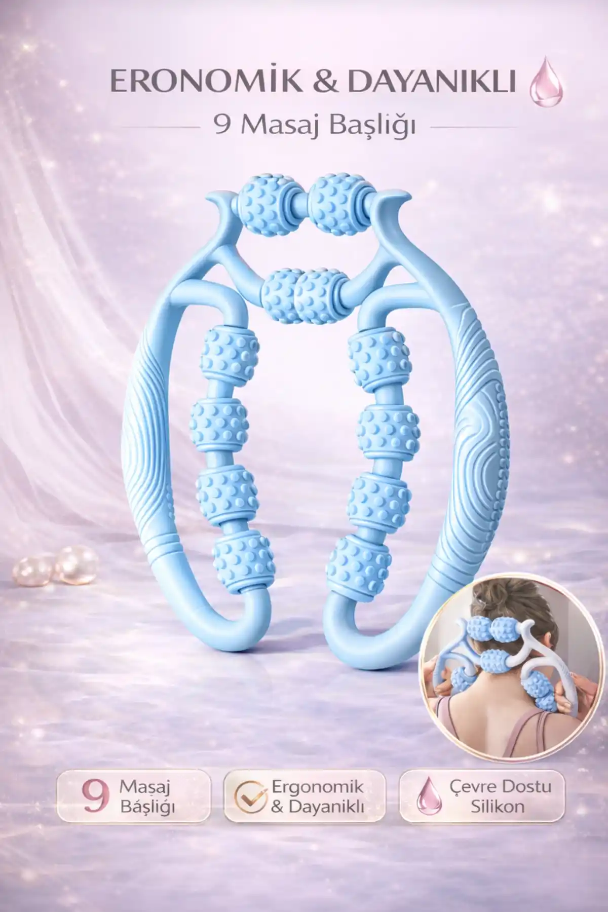 Kas Gevşetici Masaj Aleti Ayarlanabilir 9 Tekerlekli Lenf Drenaj Rulosu Bacak Kol Gevşetici Selülit