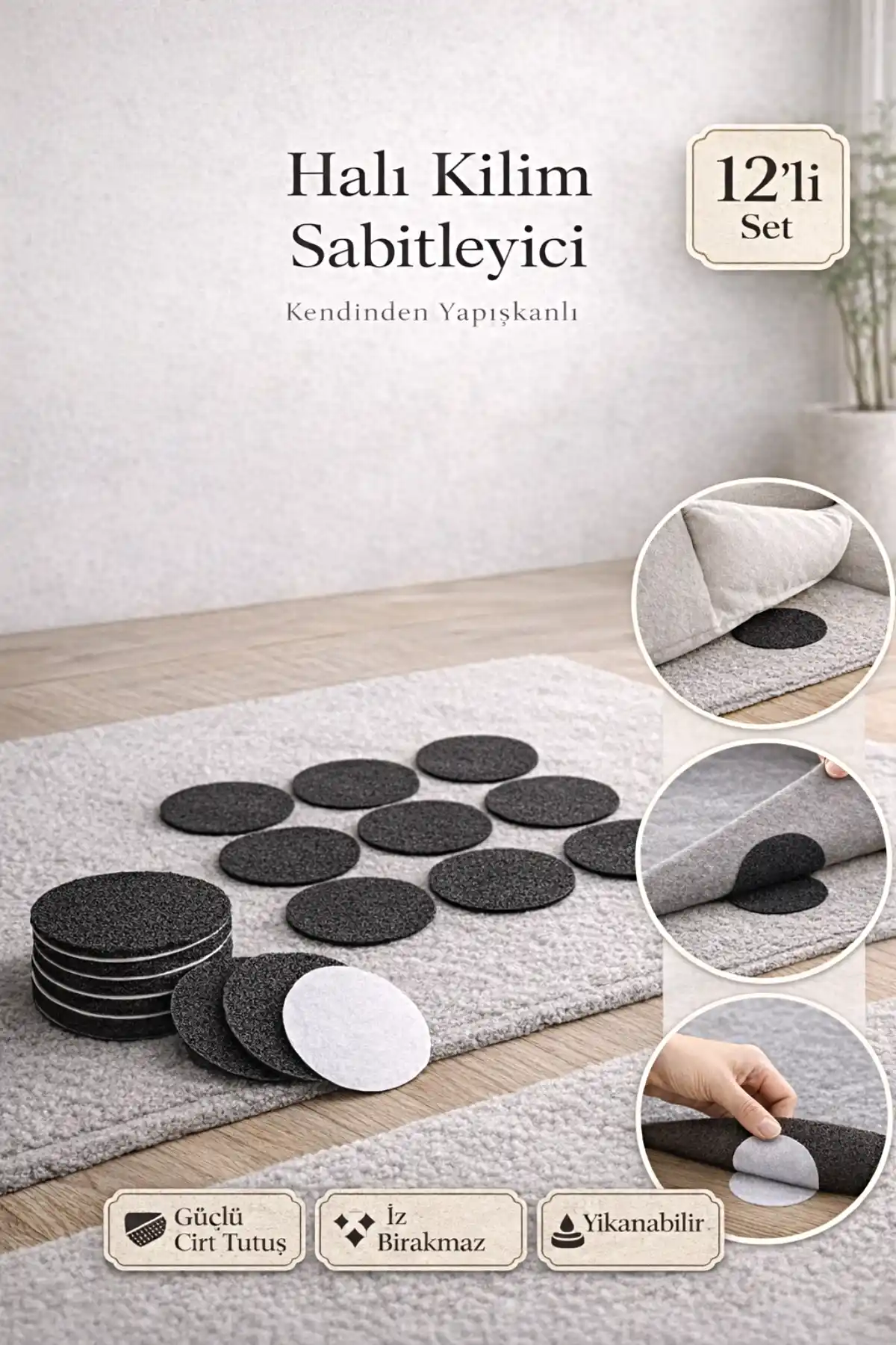 12li Kilim Halı Kaydırmaz Sabitleyici Cırt Kendinden Yapışkanlı Koltuk Örtüsü Halı Kayma Önleyici