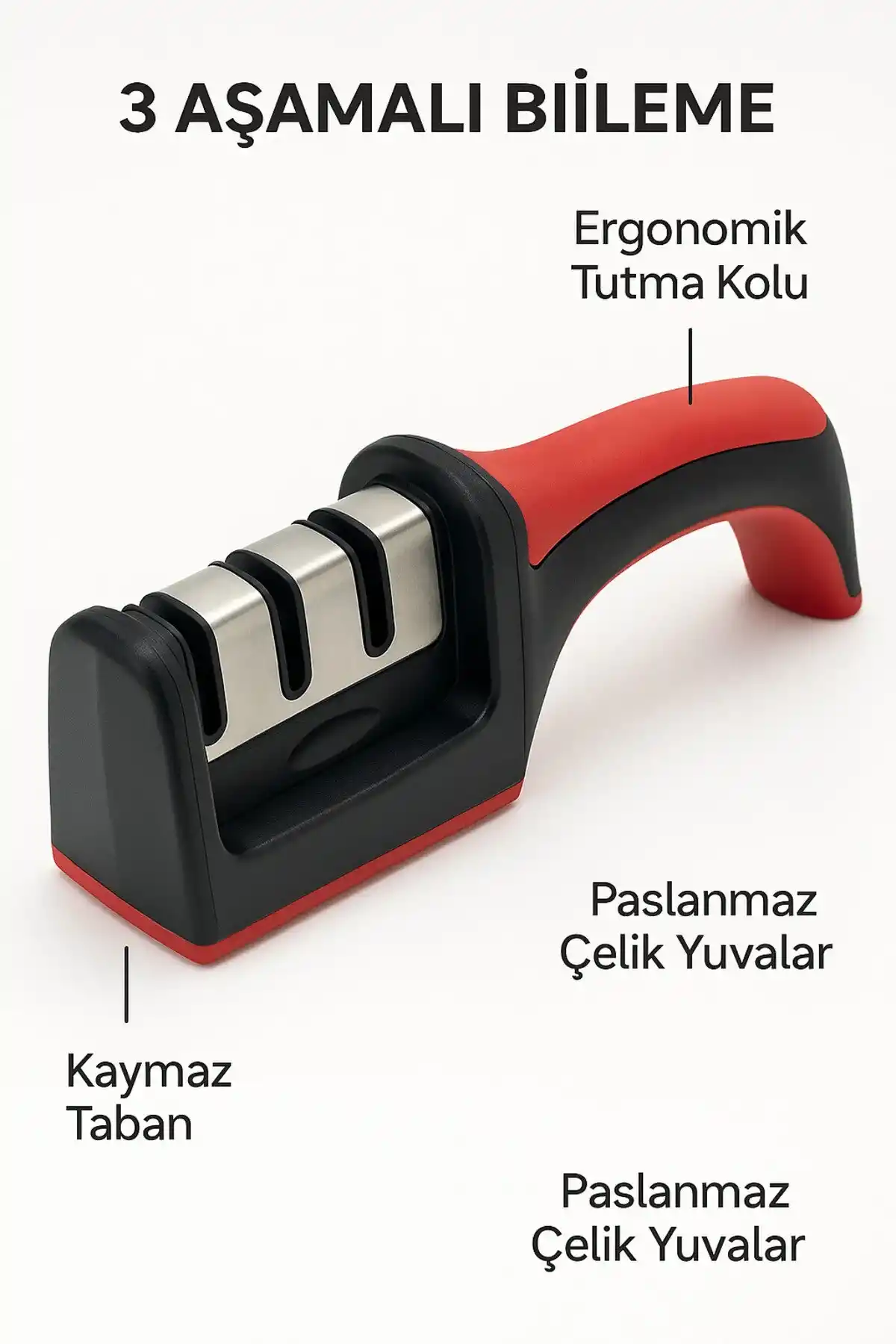 Profesyonel Bıçak Bileyici 3 Aşamalı Elmas Seramik Tungsten Çelik El Bıçakları Bileme Mutfak Aleti