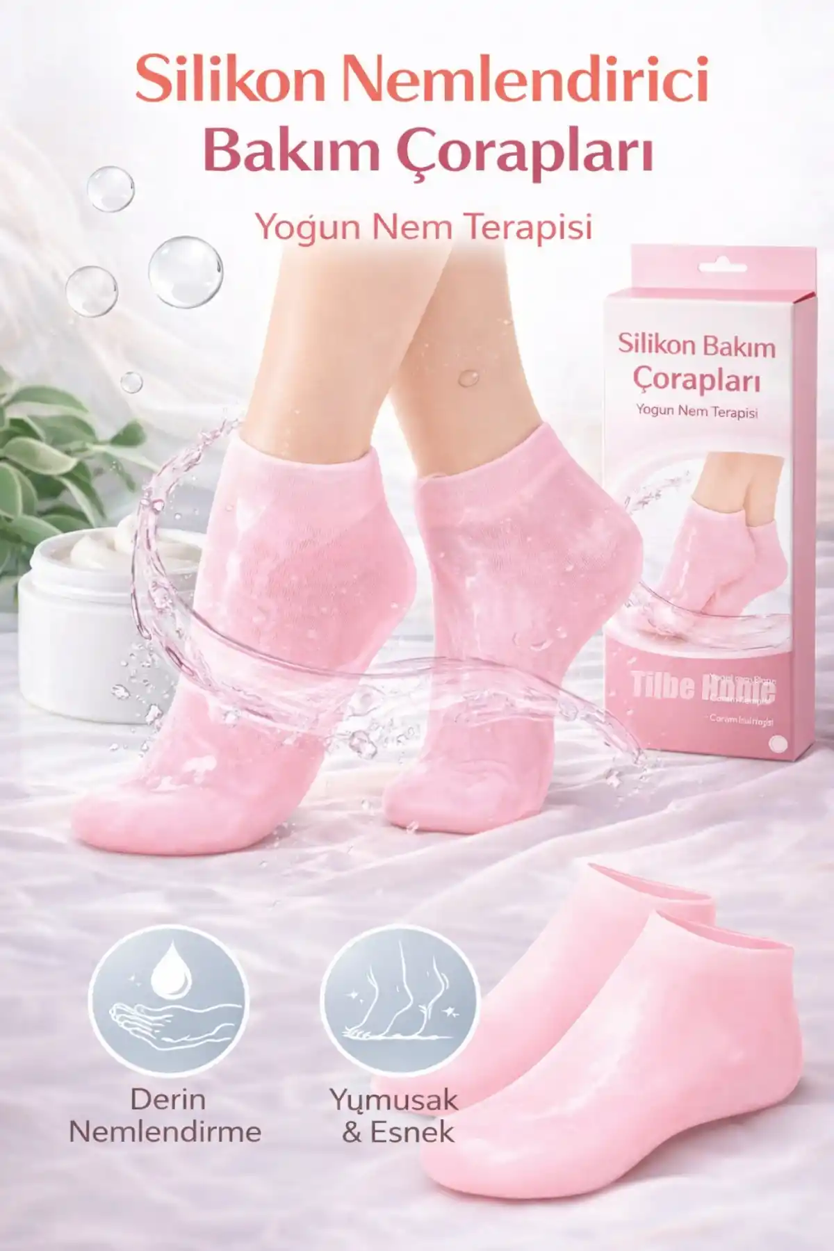 Silikon Ayak Bakım Çorabı Nemlendirici Jel Çatlak Önleyici Yumuşak SEBS Yıkanabilir Bakım Çorap