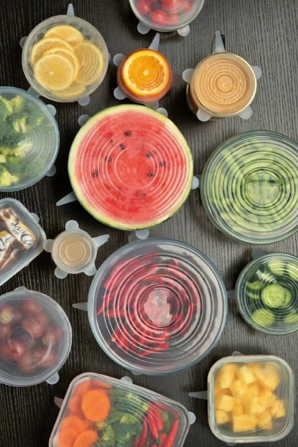6’lı Silikon Streç Kapak Bonesi Şeffaf Esnek Gıda Koruyucu Tencere Tabak Bardak Kapağı Bone Seti