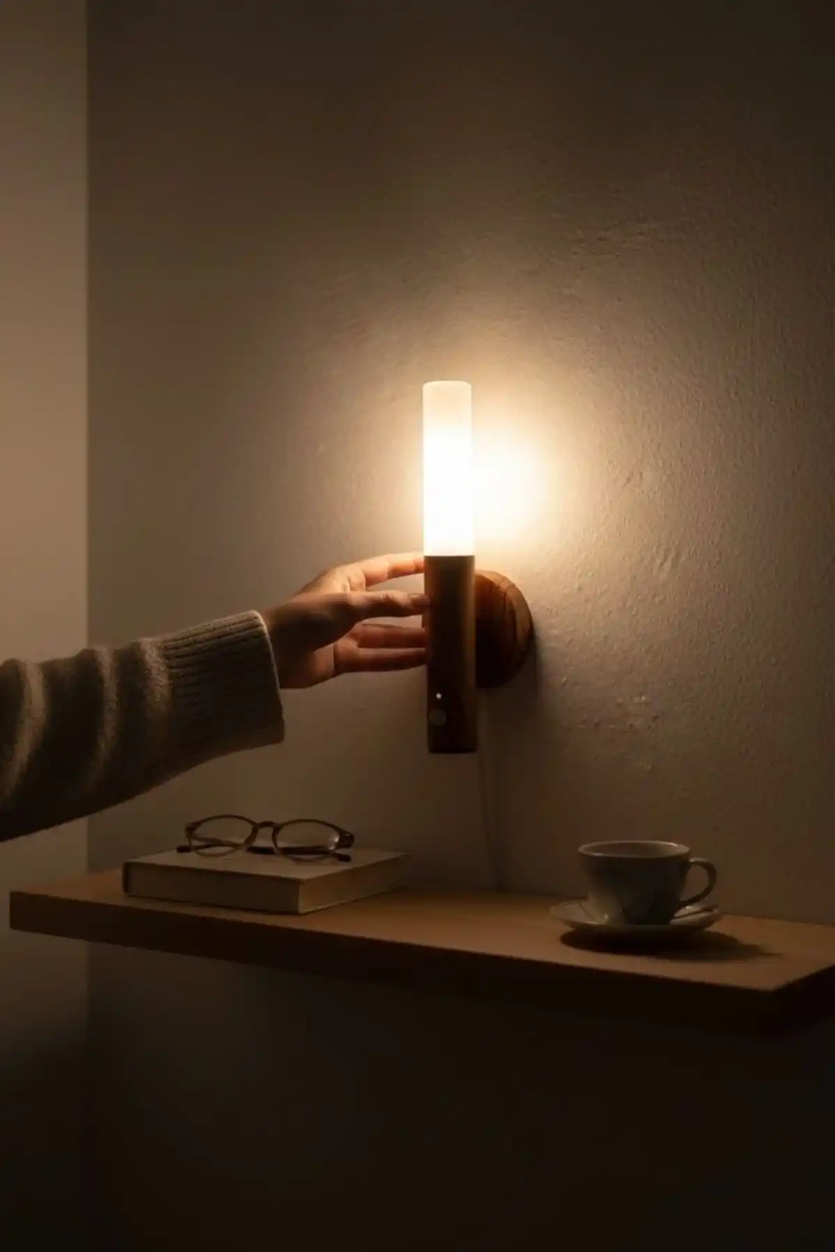Sensörlü Çıkarılabilir Meşale Aplik USB Şarjlı LED Duvar Lambası Oda Gece Işığı Taşınabilir Işık
